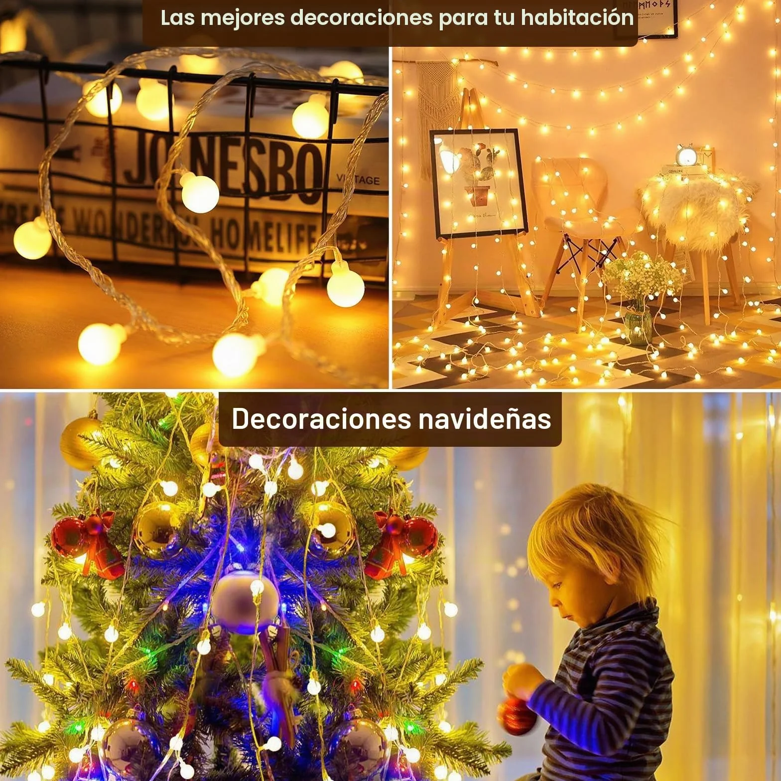Bigzom USB Bombillas de Hadas Globulares 7M 40LED 5V para Interiores Decoración Navideña