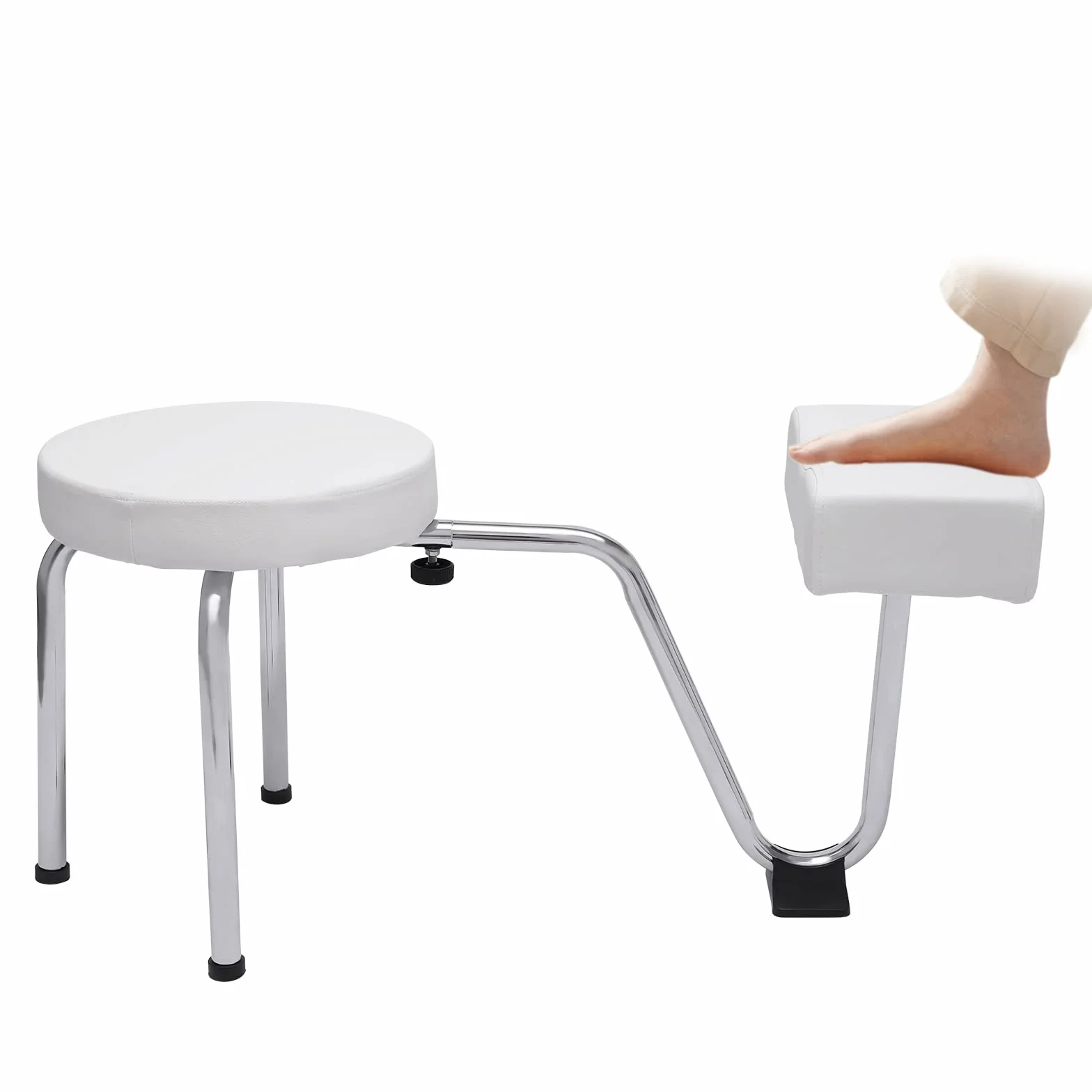 Taburete 2 en 1 para Pedicura Reposapiés Ajustable con Bandeja PVC