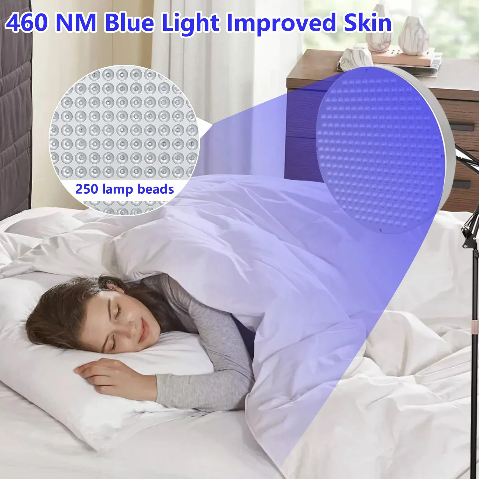 Lámpara de Bronceado 50W 225 LEDs 460 NM con Soporte Ajustable Plegable para Hogar