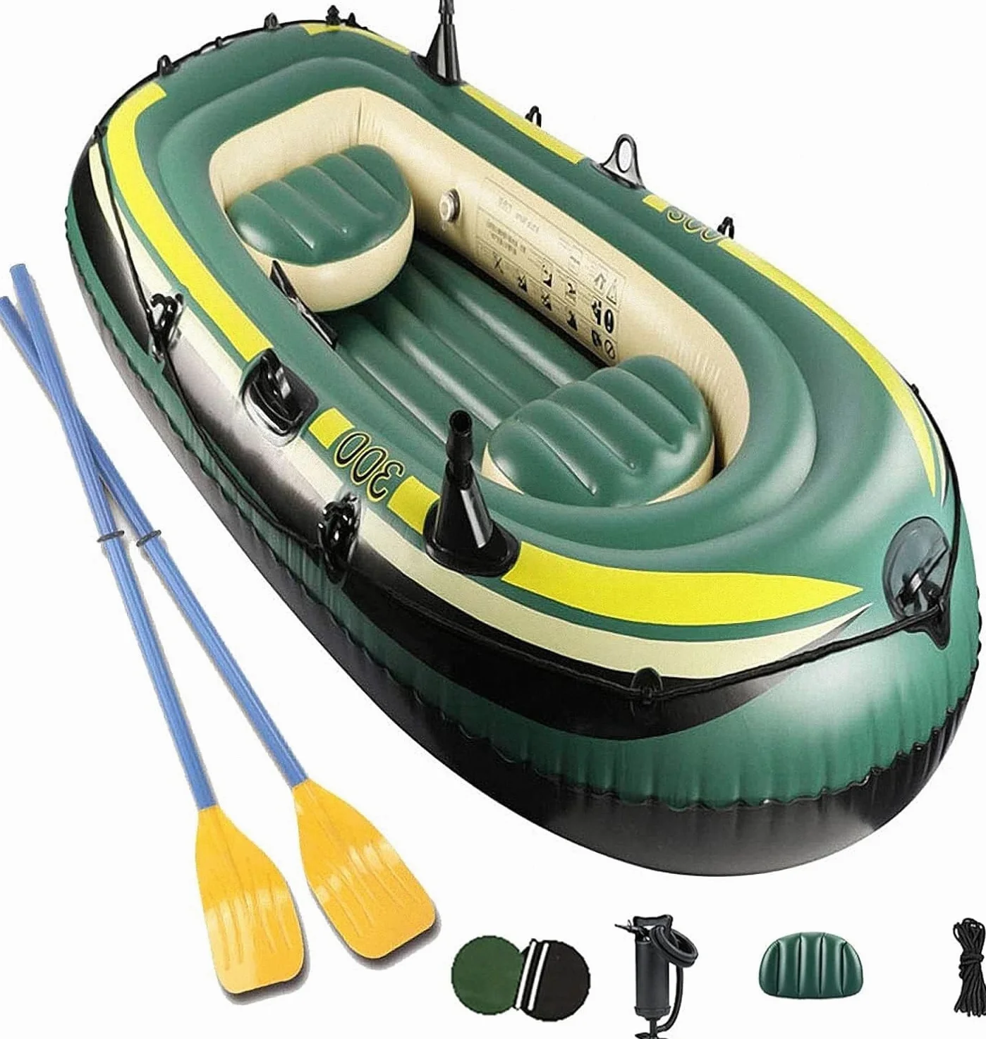 NAKEAH Kayak Inflable for 3 Personas, Kayak Inflable con Bomba Inflable, Balsa con Remo, 1 Barco de Pesca portátil 230 * 130 * 35 cm