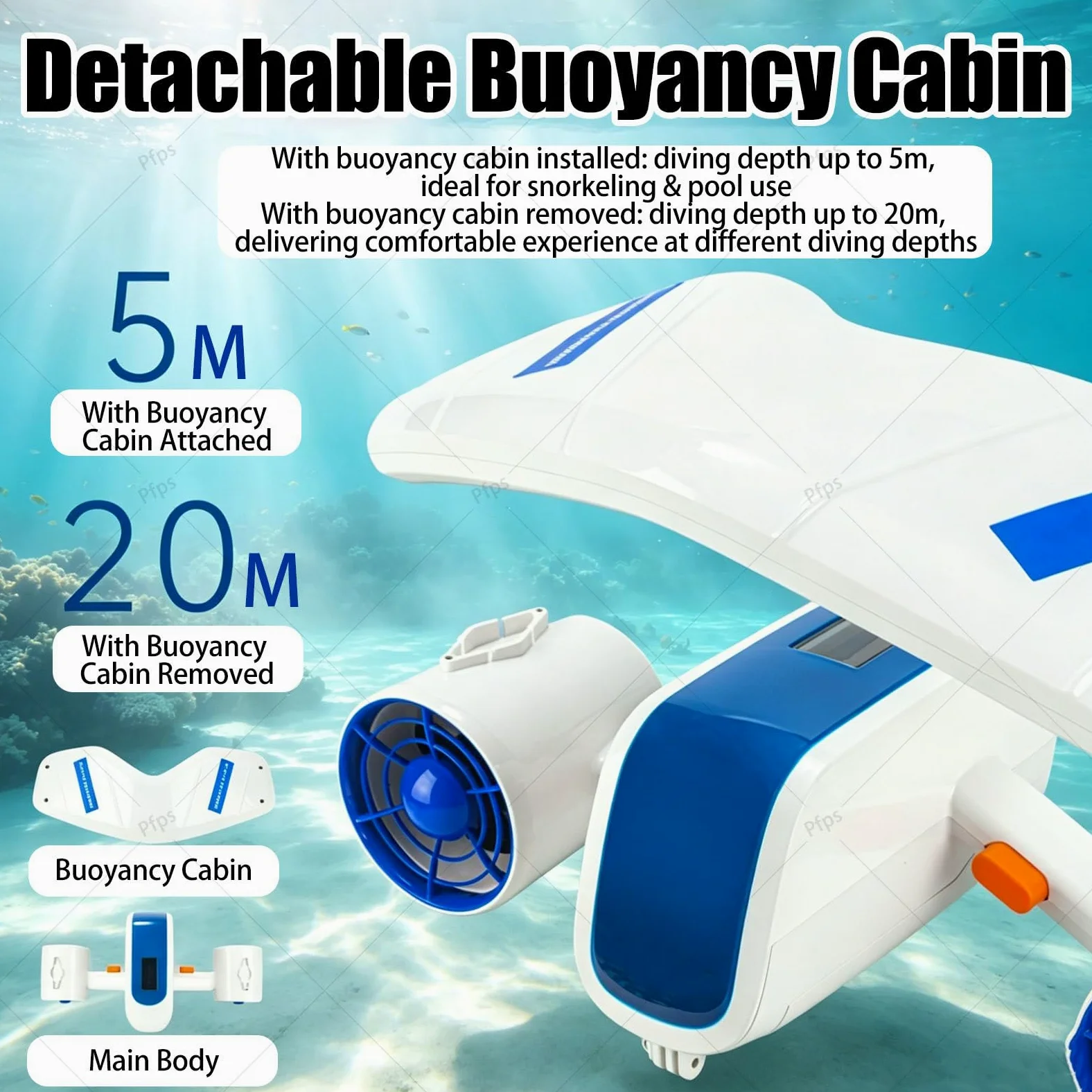 Scooter Submarino para Adultos, Pantalla De 2,8 Pulgadas, Scooter Submarino con Doble Motor, Velocidad De 1,6 M/S, Autonomía De 60 Minutos, para Practicar Snorkel