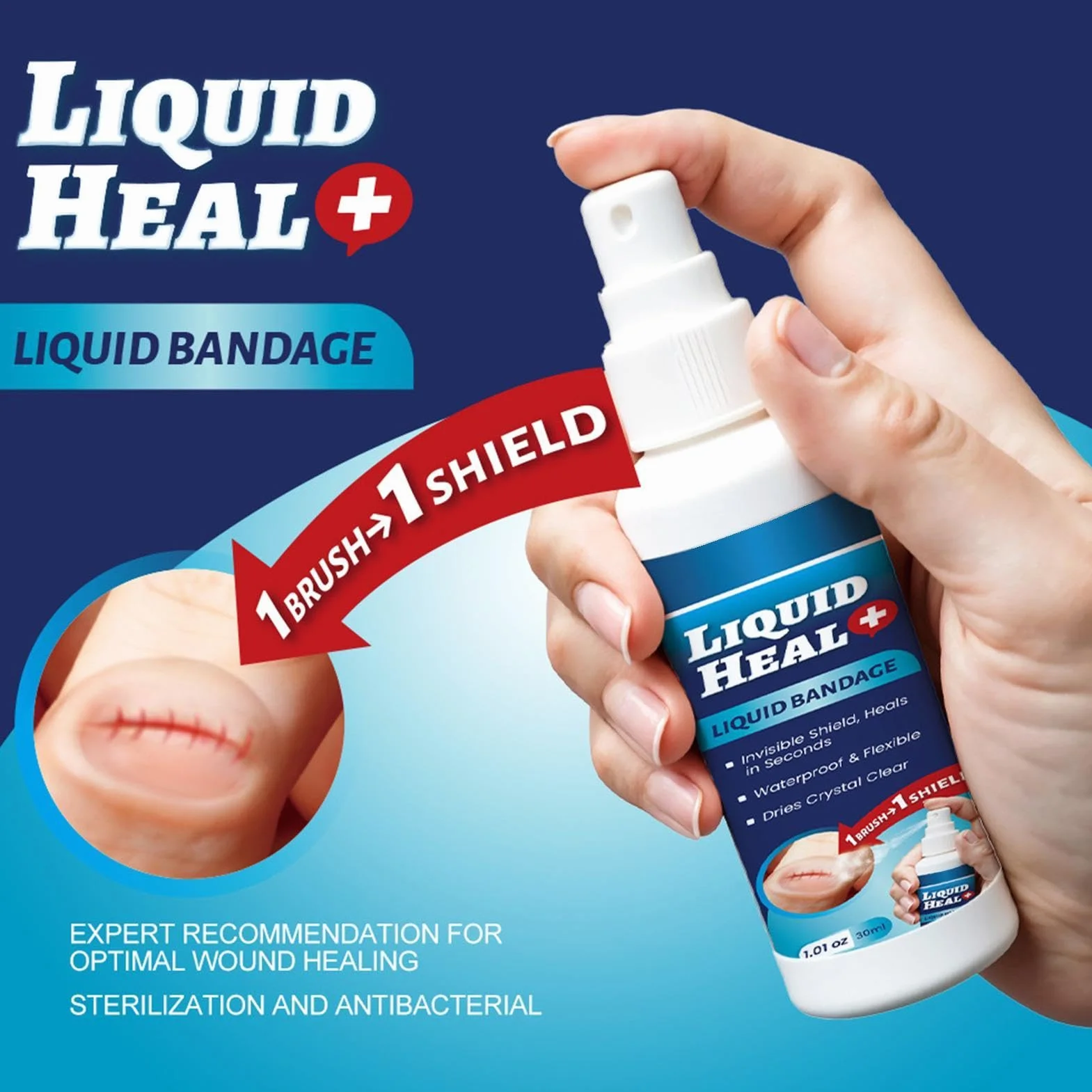 Pegamento líquido para la piel, apósito impermeable sellado rápido, cubierta adhesiva, suministro médico 1.14 pulgadas