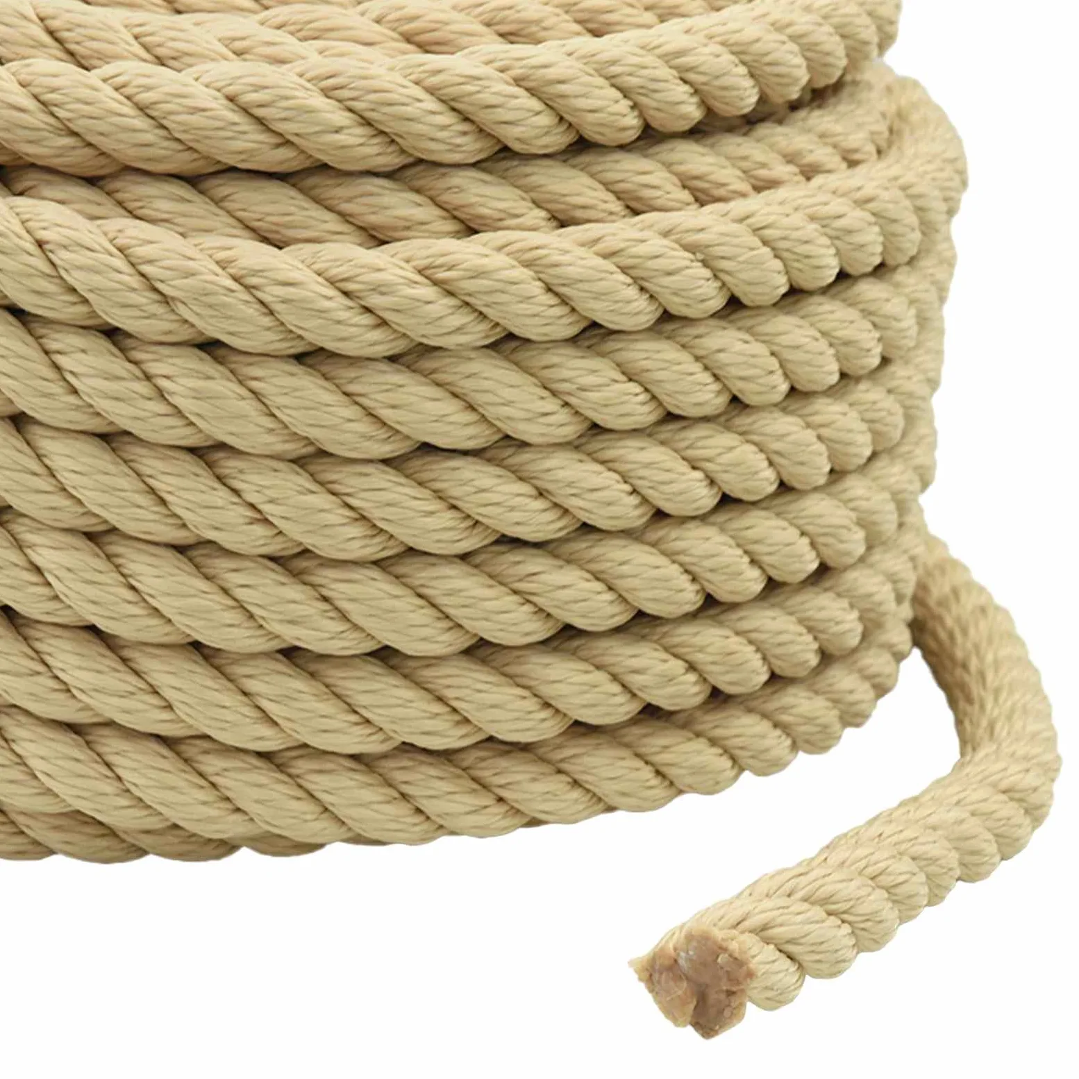 Cuerda de barco 50 m 2 cm natural PP | Flotador ligero, nudo fácil, para vela, camping, tender la colada, resistente a la intemperie