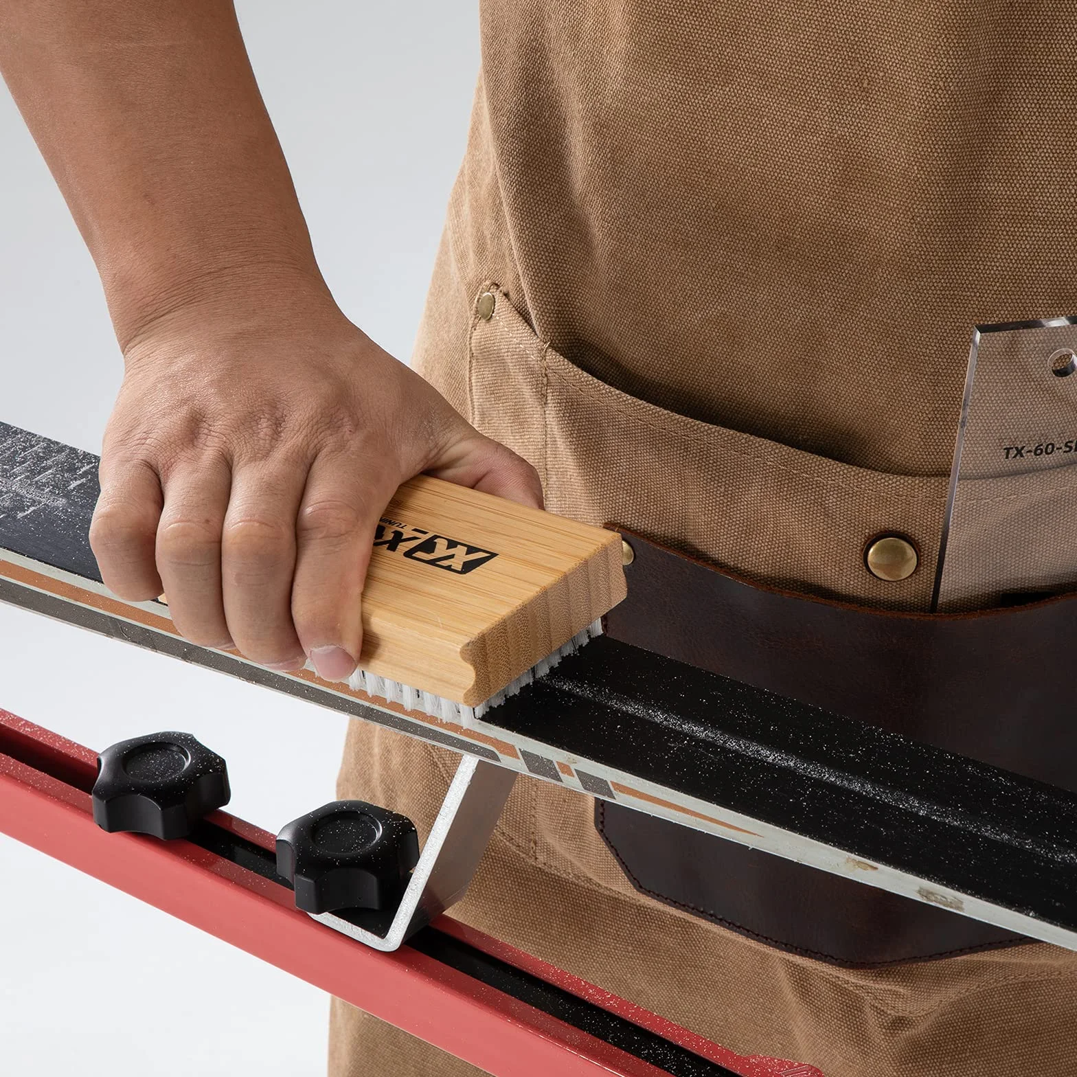 XCMAN Nordic Ski Snowboard - Cepillo encerado con madera de haya natural, kit de cepillos encerados para esquí y snowboard