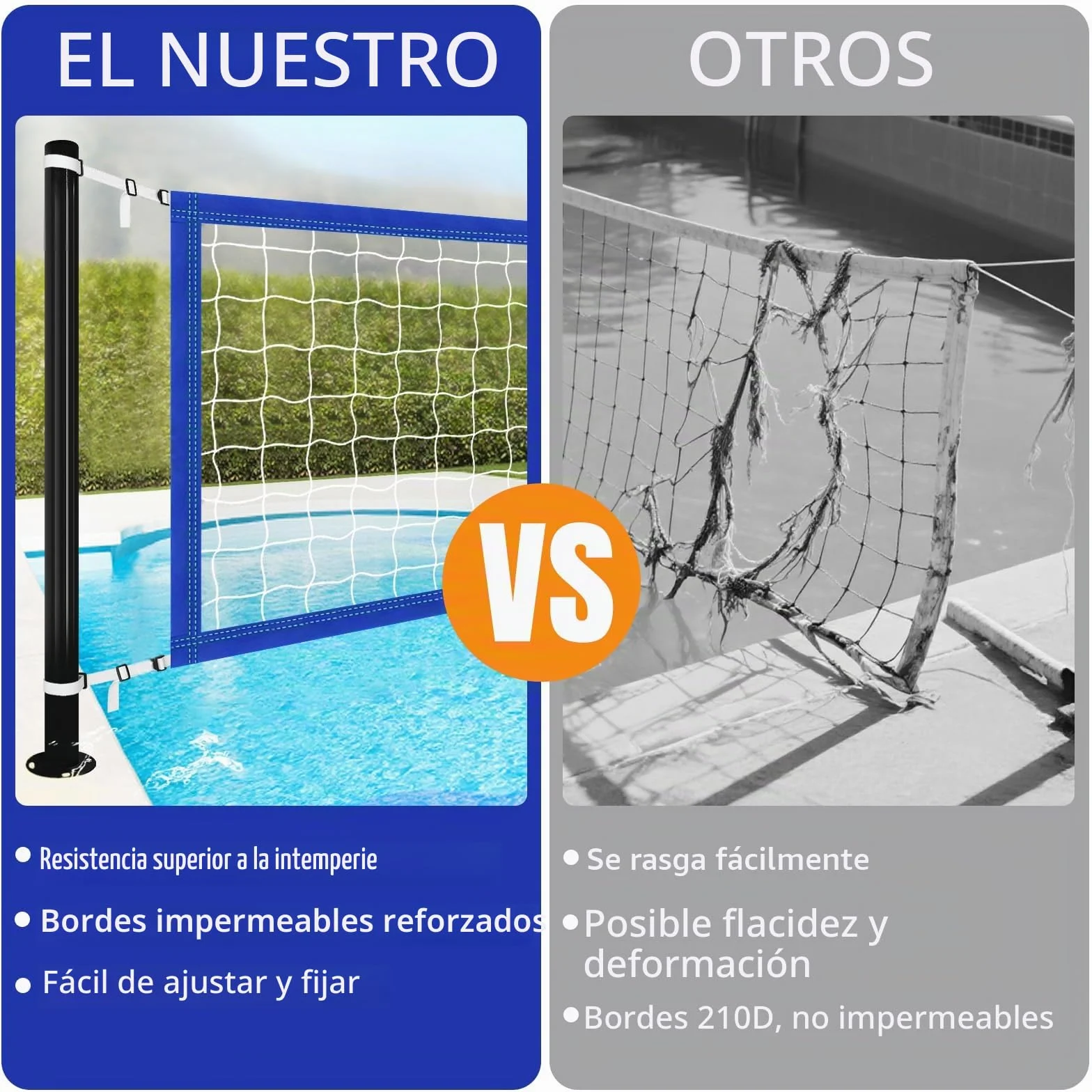 Red de voleibol de piscina 457 x 91 cm – Impermeable, portátil, polietileno (PE) para juegos acuáticos