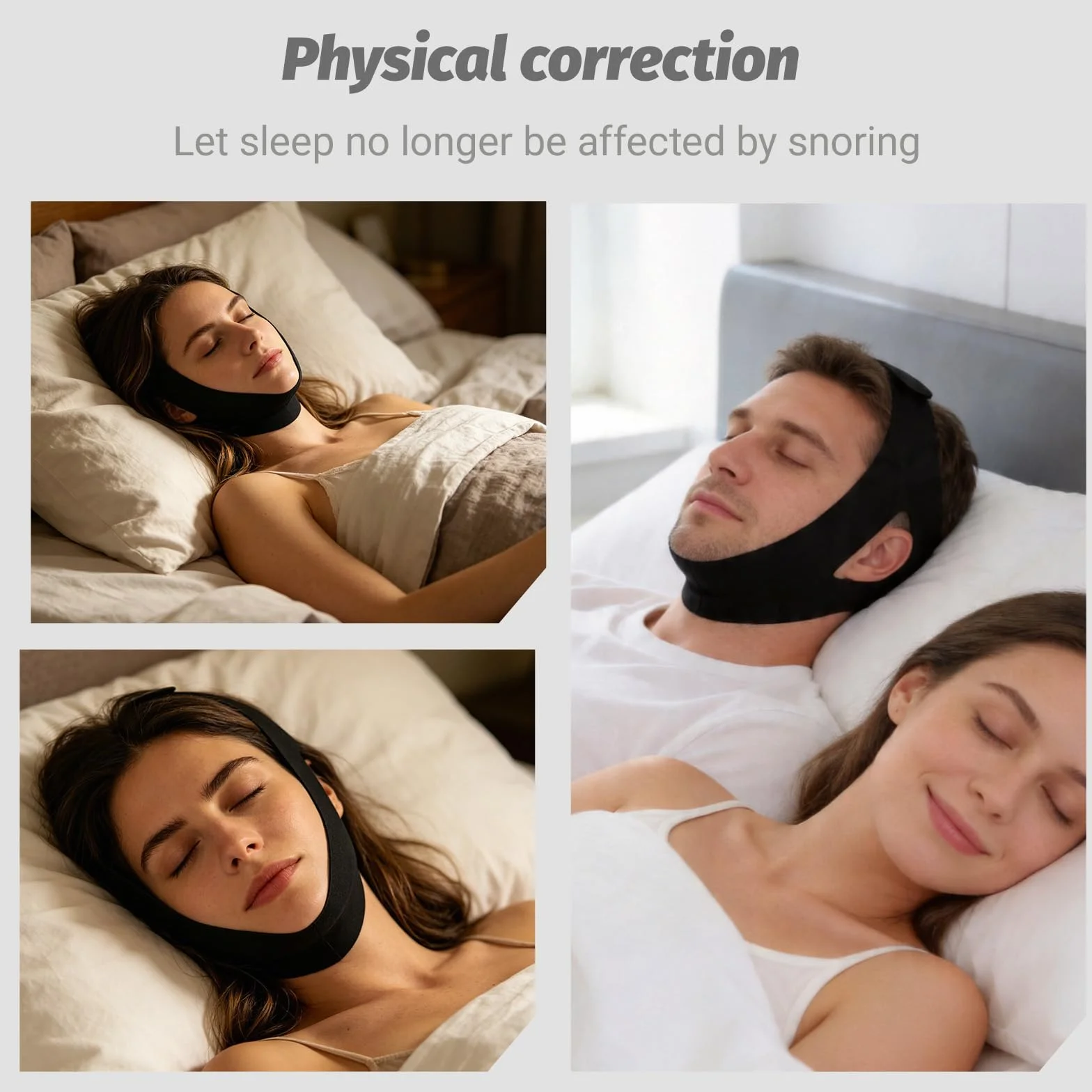 Correa Antironquidos Ajustable Universal para Barbilla, Dispositivo para Reducir Ronquidos y Boca Seca, Compatible con Máscaras de Sueño