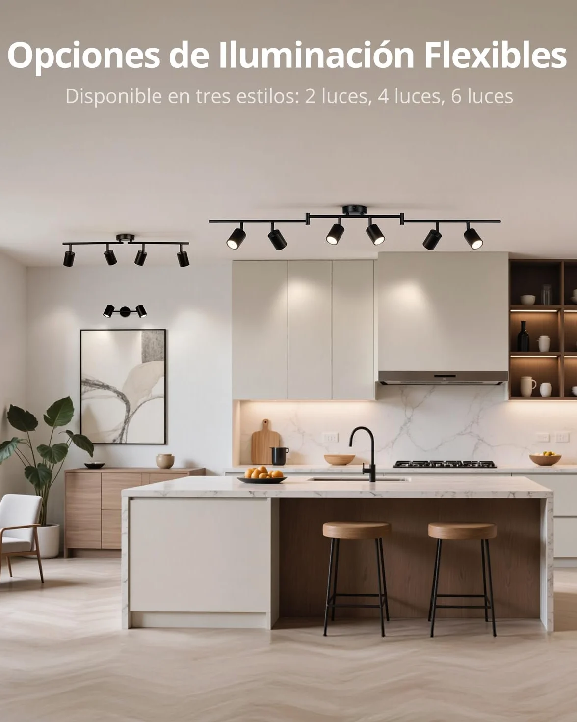 Gr4tec Lámpara de Techo Orientable 6 Focos LED GU10 Negro