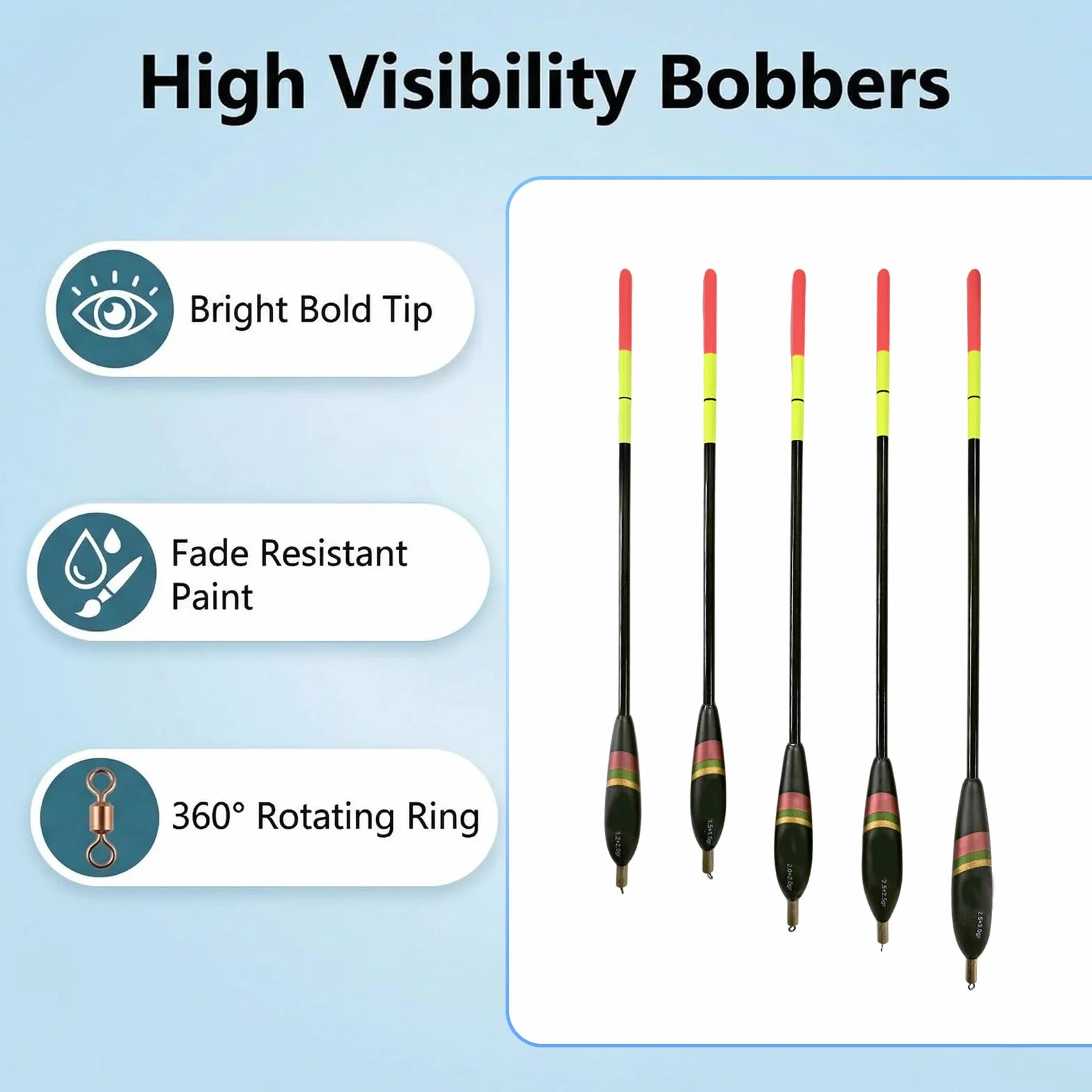 Waggler Set 5 Unidades 3.2g-5.5g - Flotadores de Pesca para Diversas Situaciones