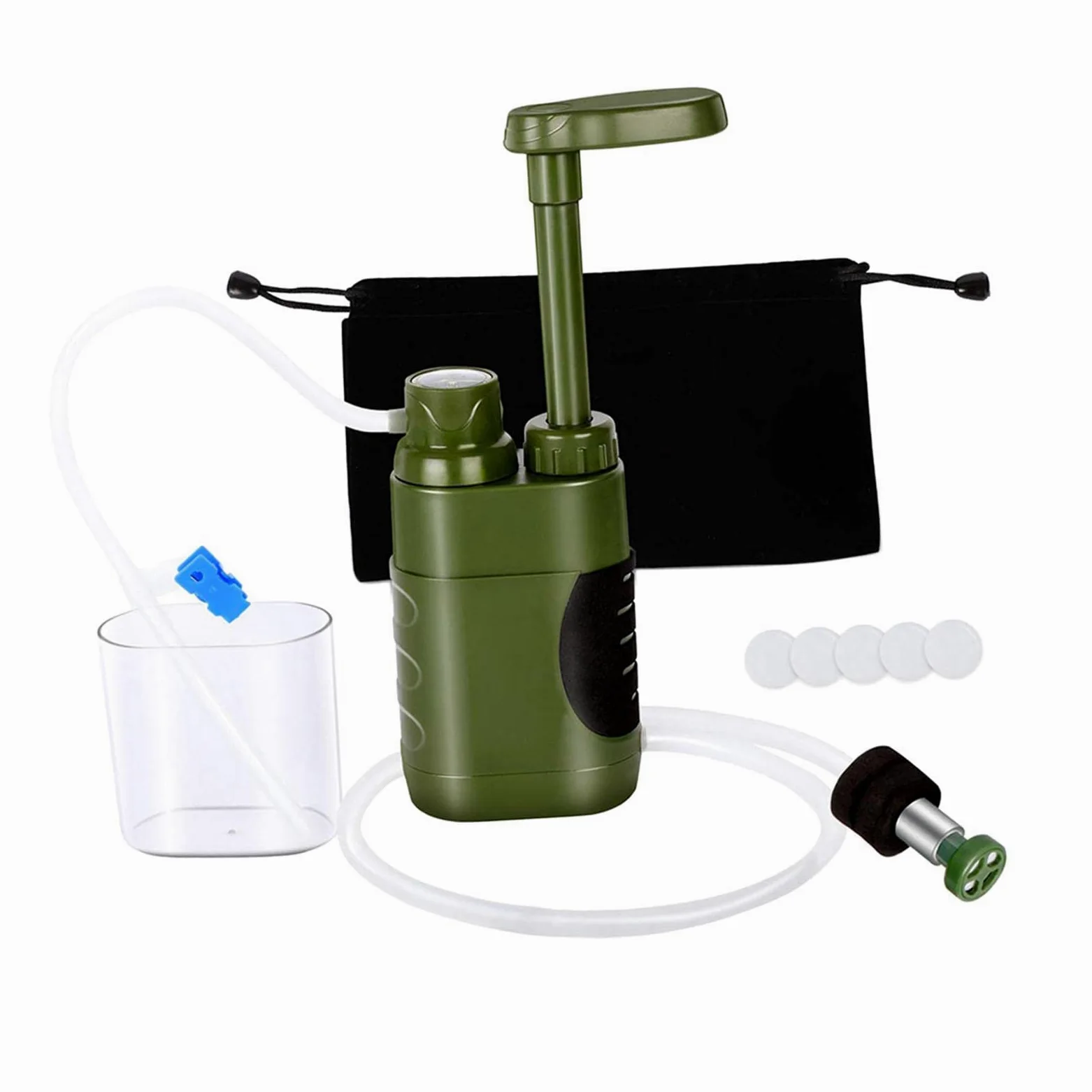 Purificador de Agua Portátil Filtrador de Emergencia de Supervivencia en Exteriores Filtro de Botella y Bolsa de Filtración Física Material