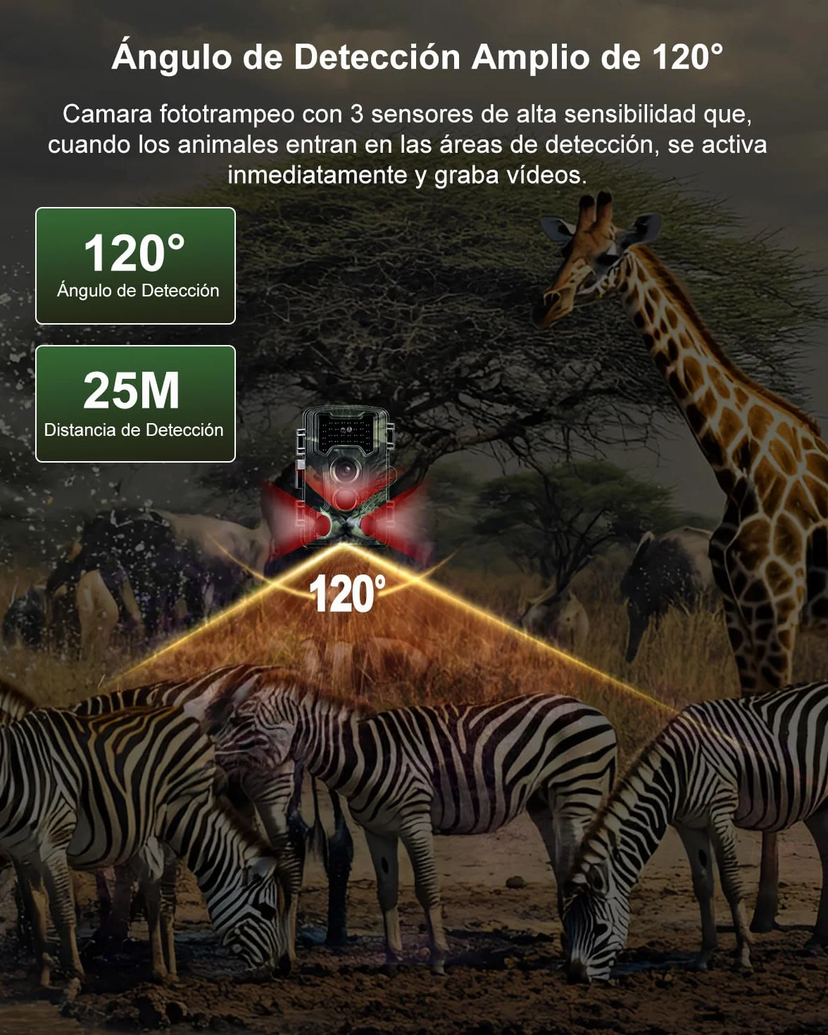 Cámara de Caza 2,7K 58MP, Camara Fototrampeo con Tarjeta 32G, 120° Cámaras de Caza Vision Nocturna Sin Brillo Invisible 0,1s Trampa Fotográfica Impermeable IP66 para Observación de Vida Silvestre