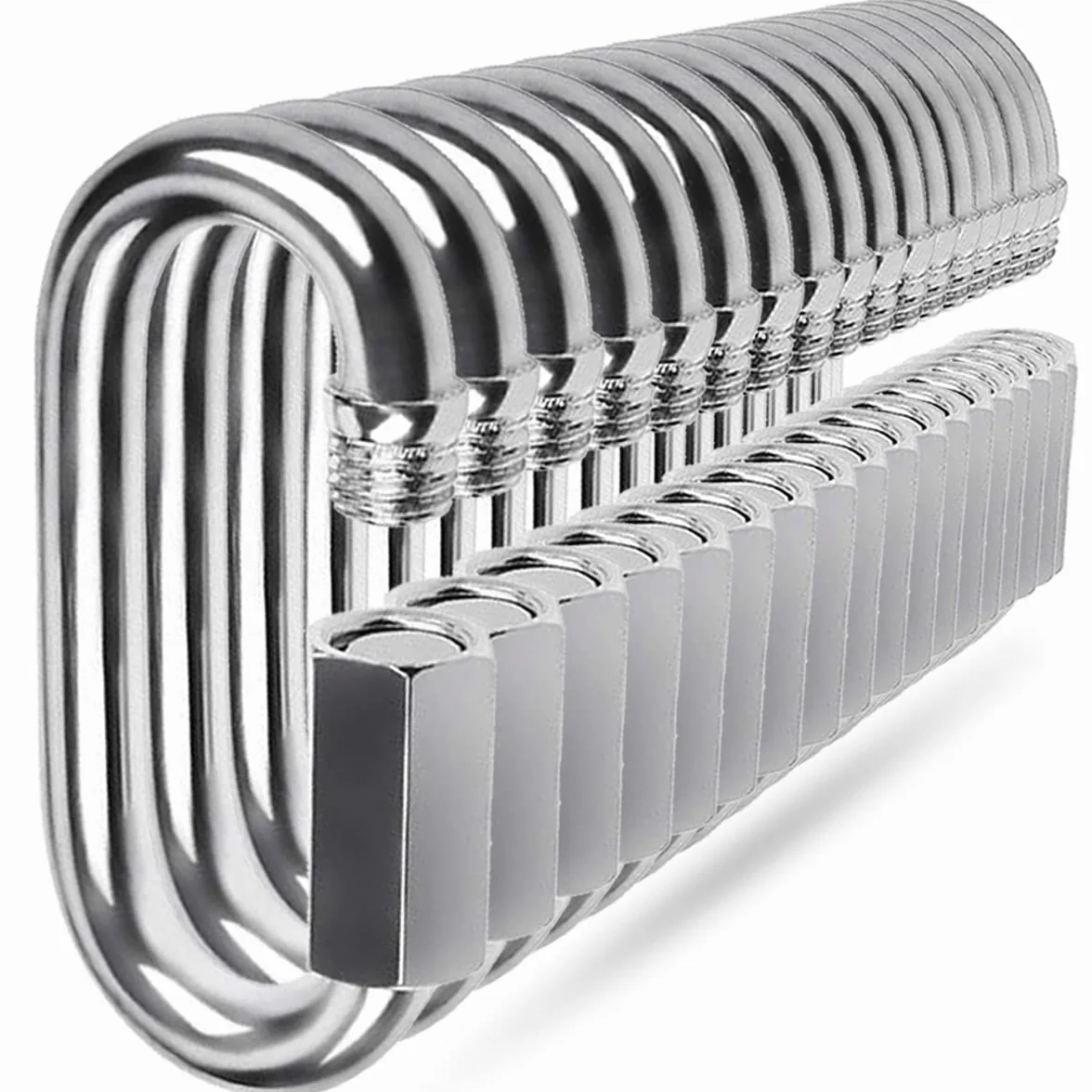 Quick Link - Mosquetón de acero inoxidable 304 en forma de D para senderismo (M8, 18)