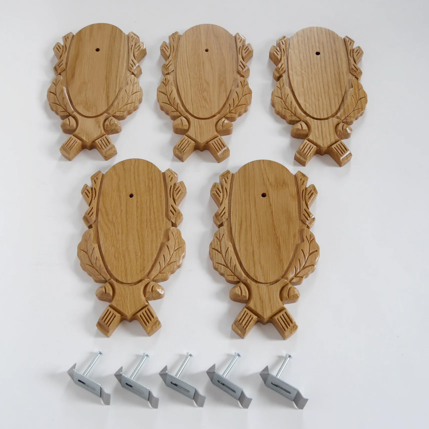5 pieza de diseño de corzo talladas trofeo carteles claro + 5 unidades gehörn grapas