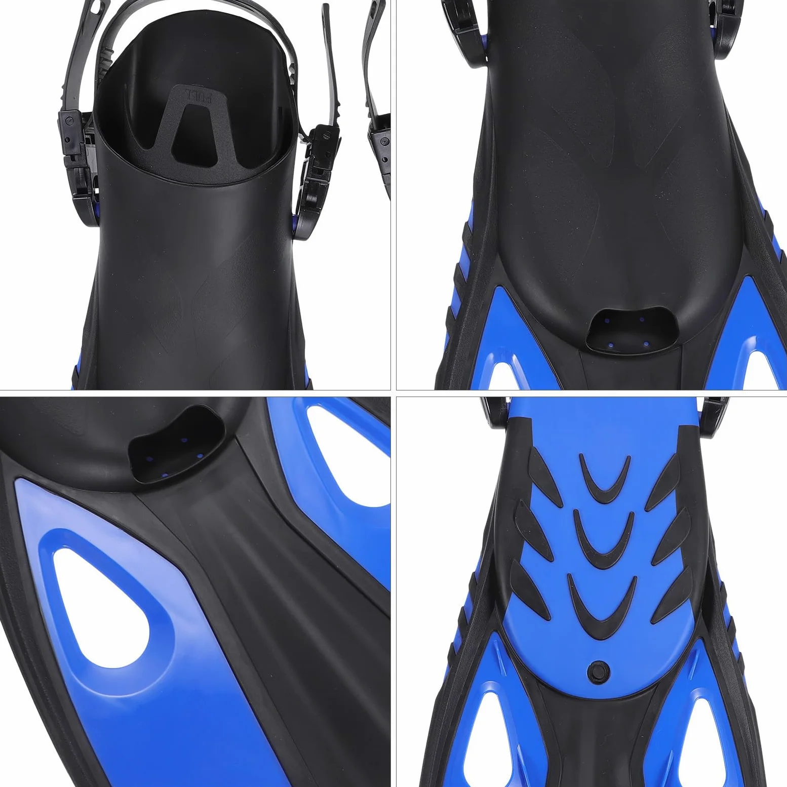 Toddmomy Aletas de Natación Aletas de Buceo para Adultos, Ajustables, Goma, Azul, para Entrenamiento y Snorkel, Botón de Liberación Rápida, Mujeres