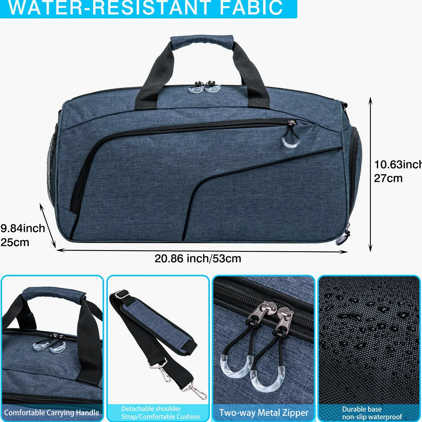 Bolsa deportiva pequeña de gimnasio para hombres y mujeres, bolsa de viaje para entrenamiento, Azul, Talla única, Deportivo, práctico
