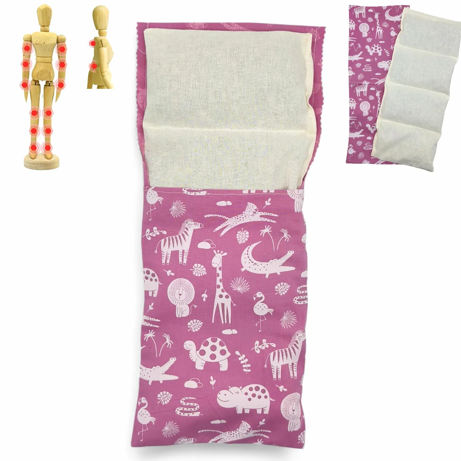 Saco semillas Pink Zoo, huesos de cereza, microondas, térmico frío calor, 40x17 cm, 400 g