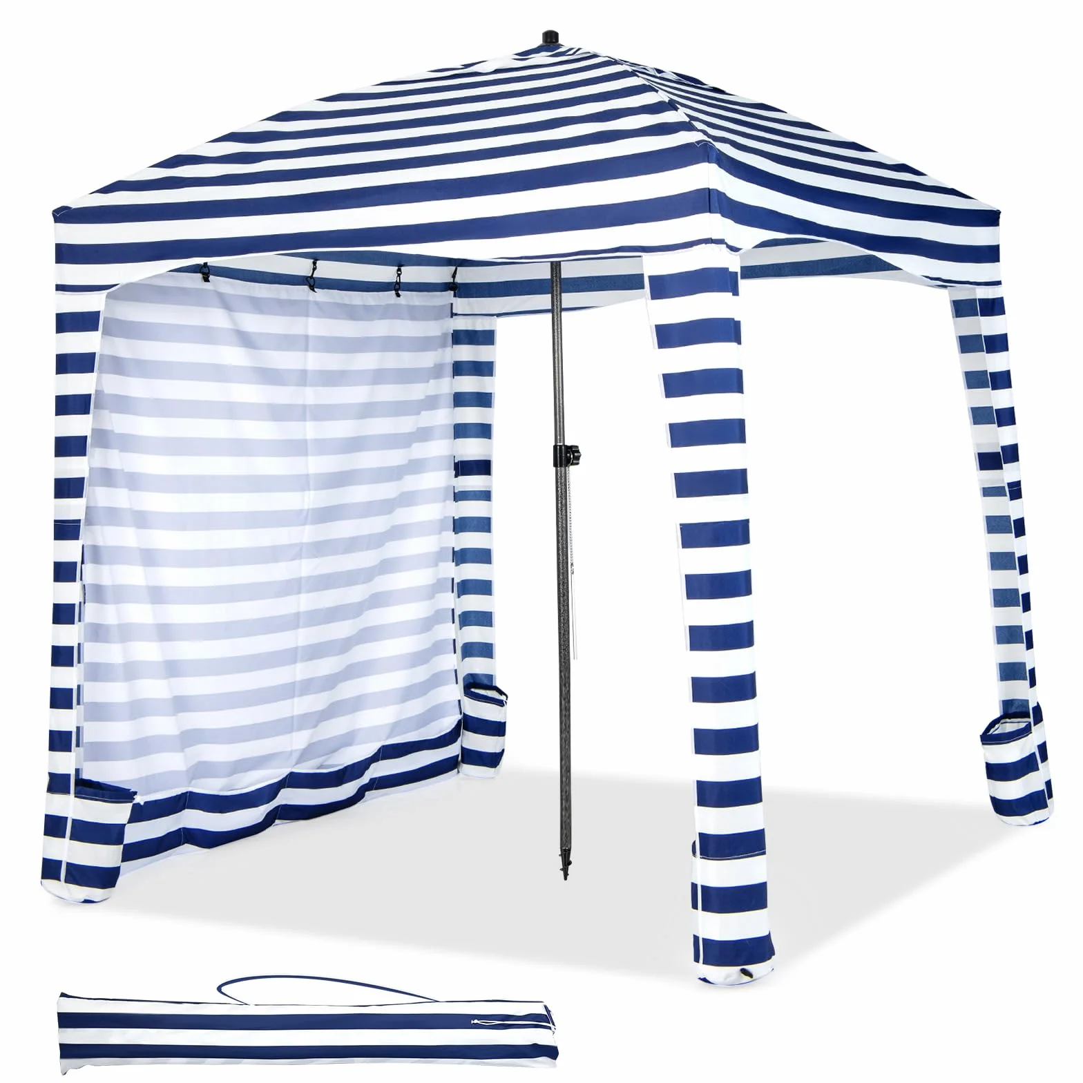 HOMASIS Sombrilla Playa 183 x 183 cm, Tienda Campaña con Cortaviento Plegable Desmontable, Altura Ajustable (215-240 cm), Protección UV, 8 Sacos de Arena, Toldo Camping para Sol