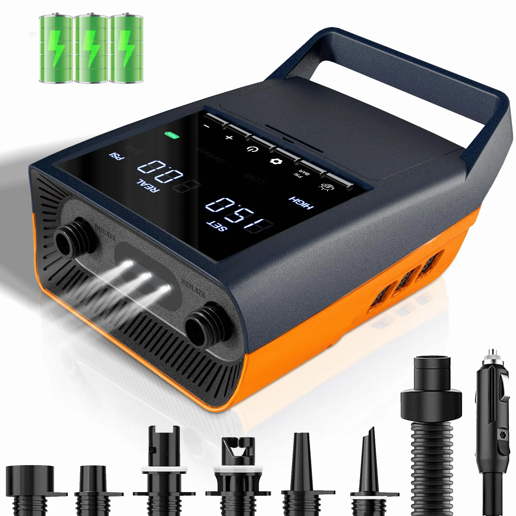 Mojimdo Bomba Eléctrica de Alta Presión para Sup - 20PSI, Recargable con Luz LED - Inflado 30% Más Rápido, Doble Etapa, Autonomía Prolongada y Apagado Automático