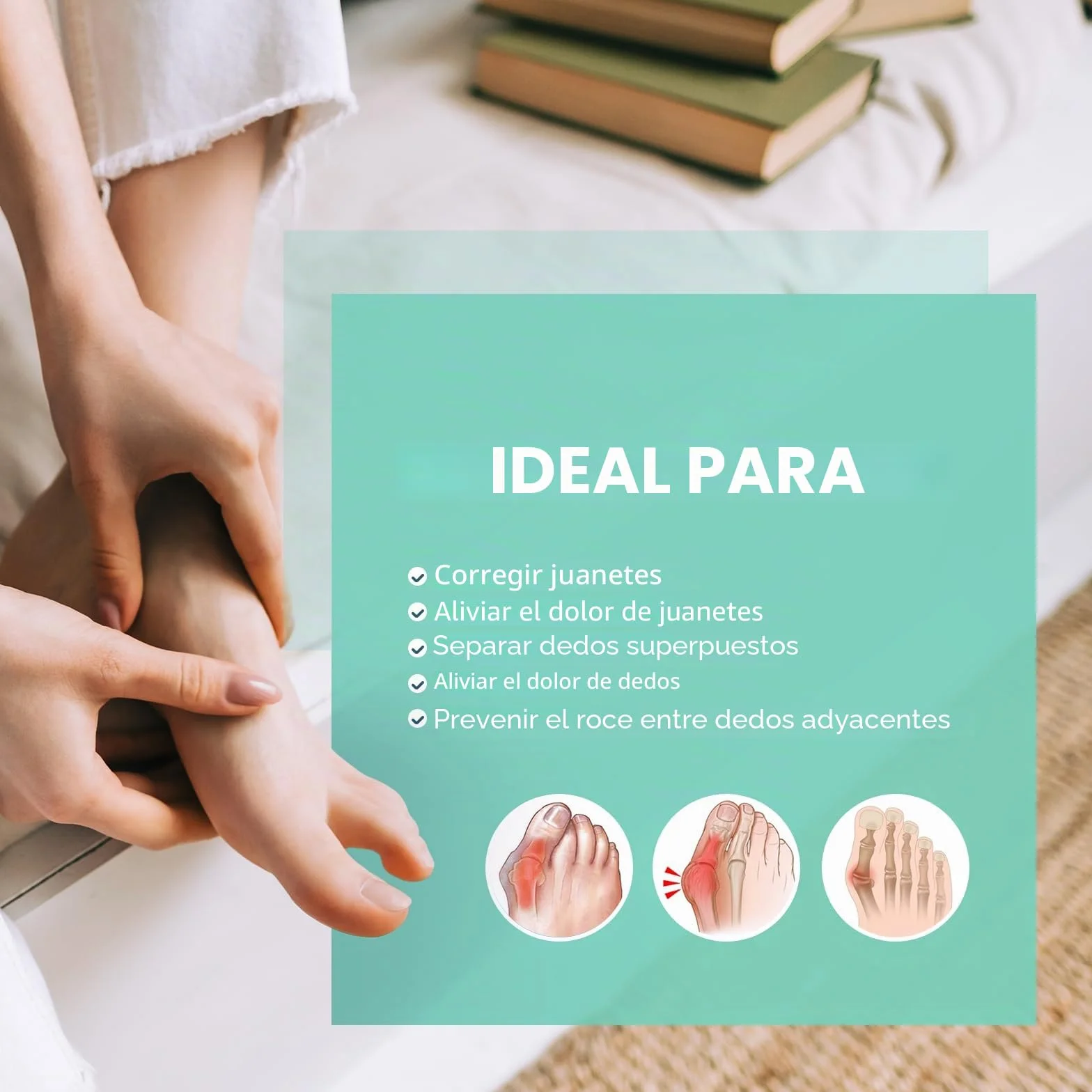 Welnove Gel Separador de Dedos de los Pies Mejorado - Paquete de 8 Separadores de Silicona con Aloe Vera para Enderezar Dedos Superpuestos, Callos