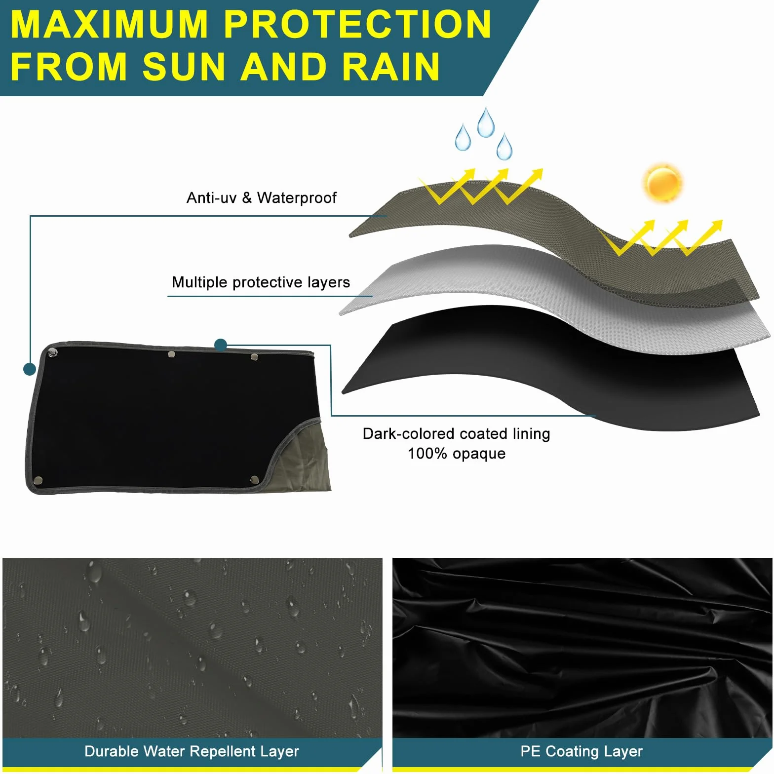 Carpa Trasera Reemplazo para VW T4 T5 T6 T6.1 Impermeable para Autobús SUV Van Camping