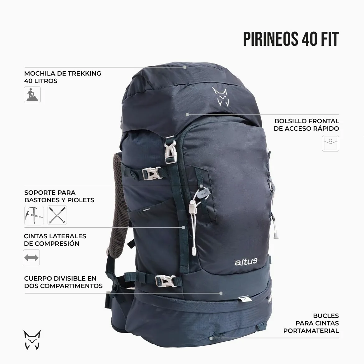 ALTUS PIRINEOS 40 FIT Mochila 40 Litros | Ergonomía FIT