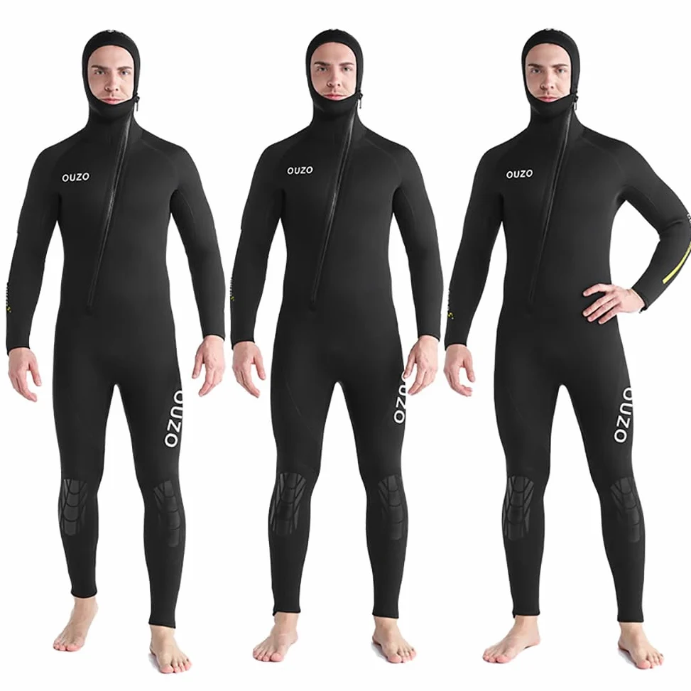 Traje De Neopreno De 5Mm para Mujeres Y Hombres, con Cremallera Frontal, Capucha Integrada, Ideal para Pesca Submarina, Snorkel, Surf, Piragüismo Y Buce