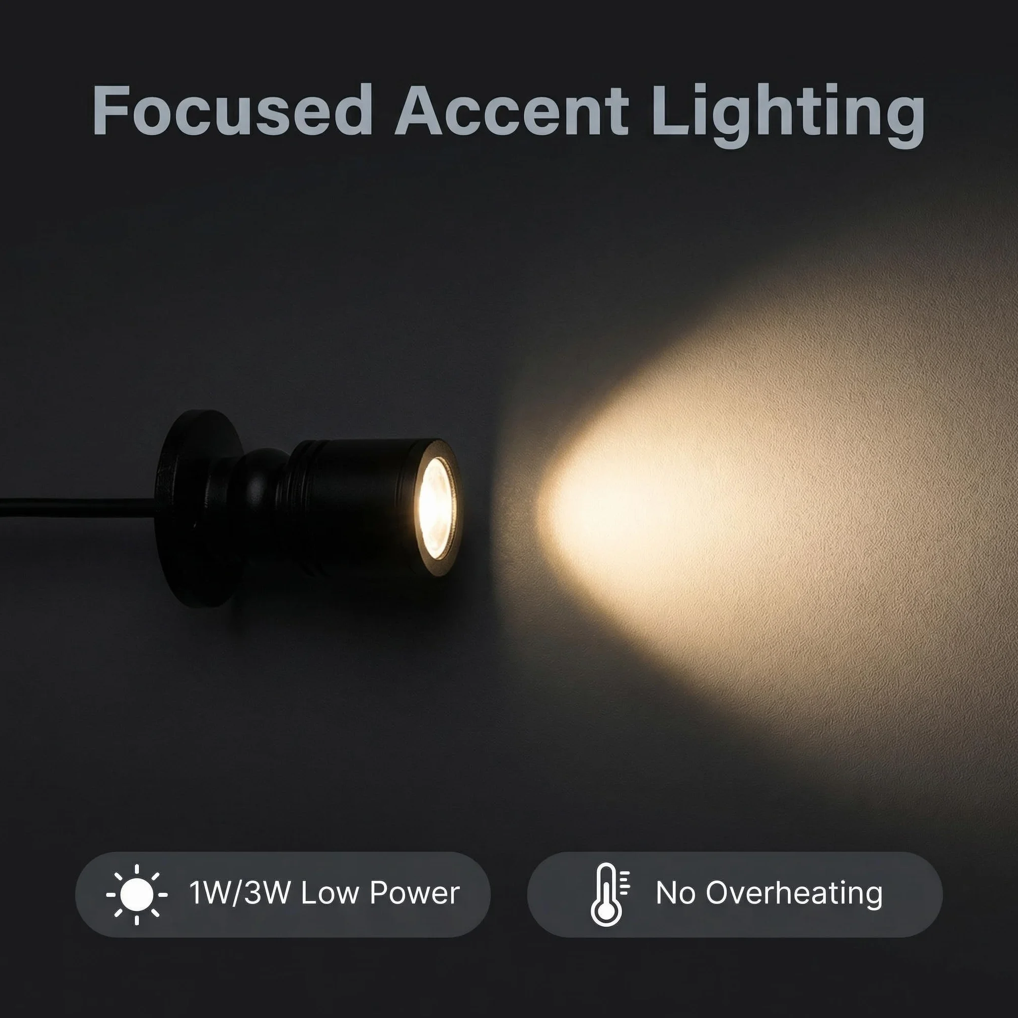 Mini Focos LED USB Regulables 5V Alta Iluminación 6000K Luz Blanca Cable 2 Metros para Vitrinas Gabinetes Joyería Porche Decoración Interior
