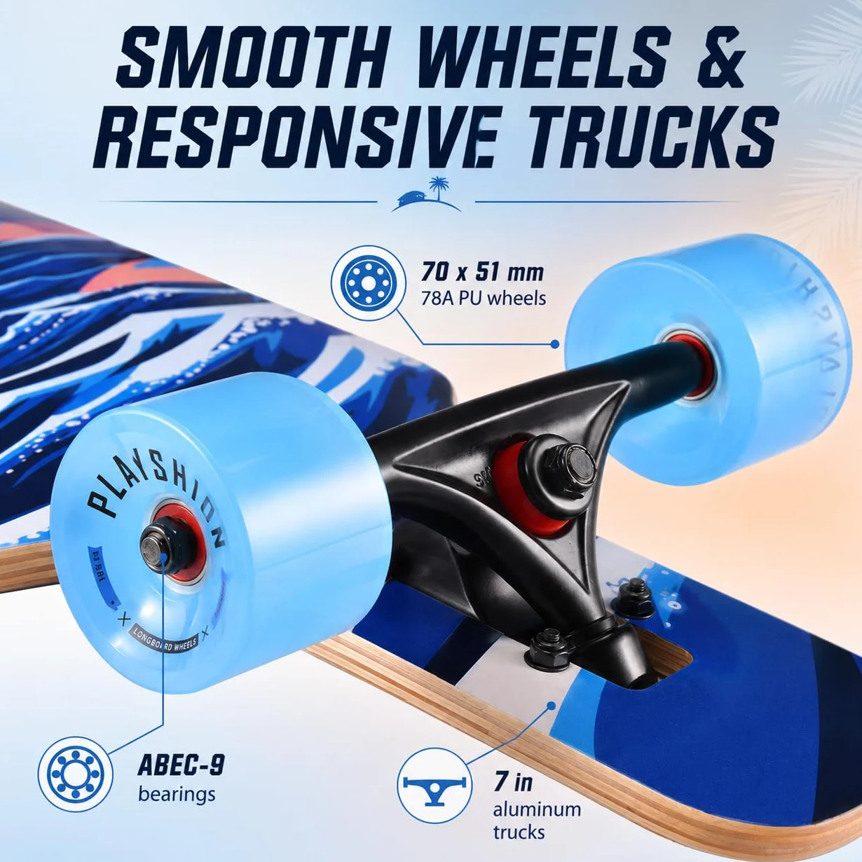 Playshion Longboard 39 Pulgadas Drop Through ABEC-11