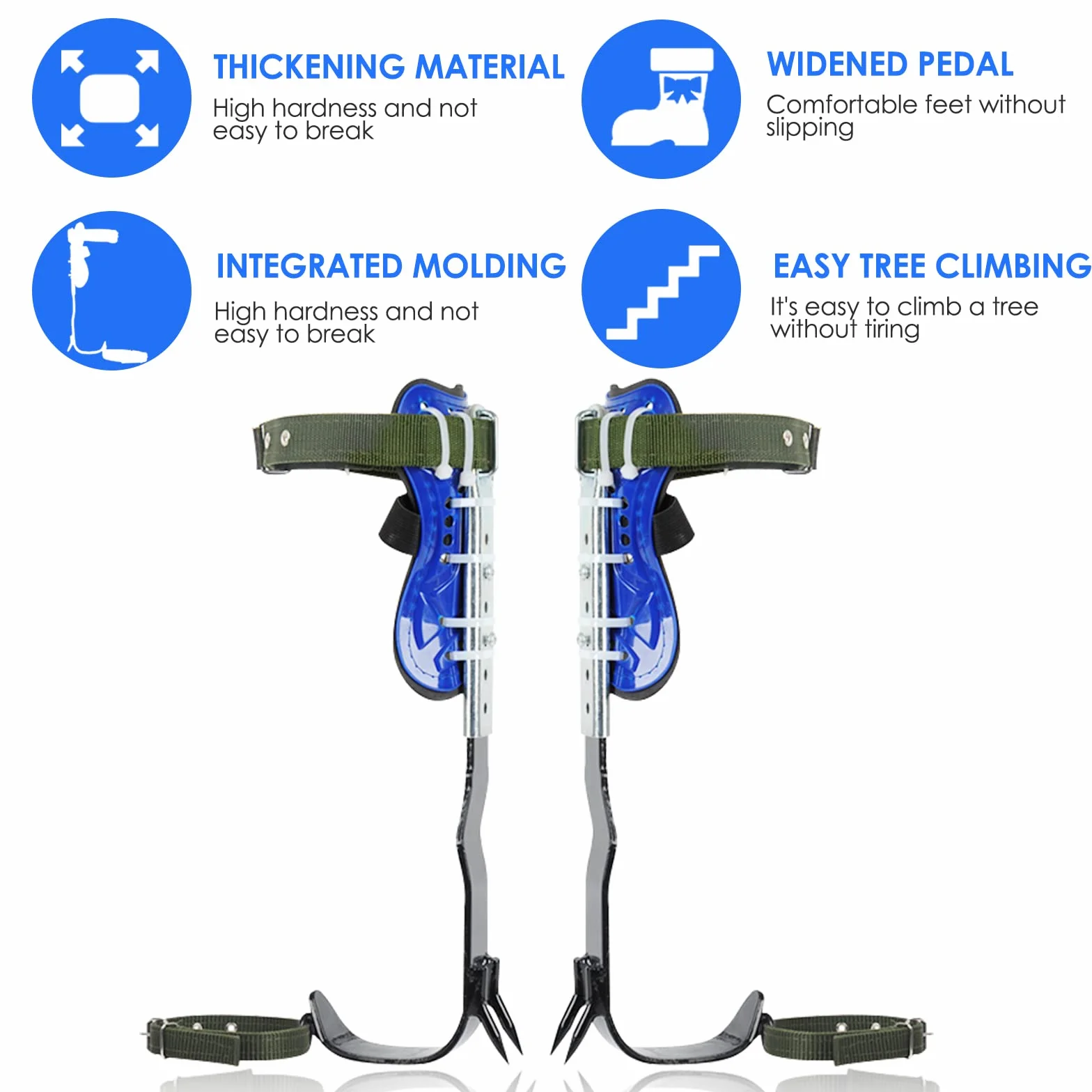 Crampones de árbol con 2 Engranajes y Correas de Seguridad de 5 Puntos, Juego de trepadores de árboles con crampones Altura Ajustable de la Pantorrilla, fácil de Usar para Recoger Frutas