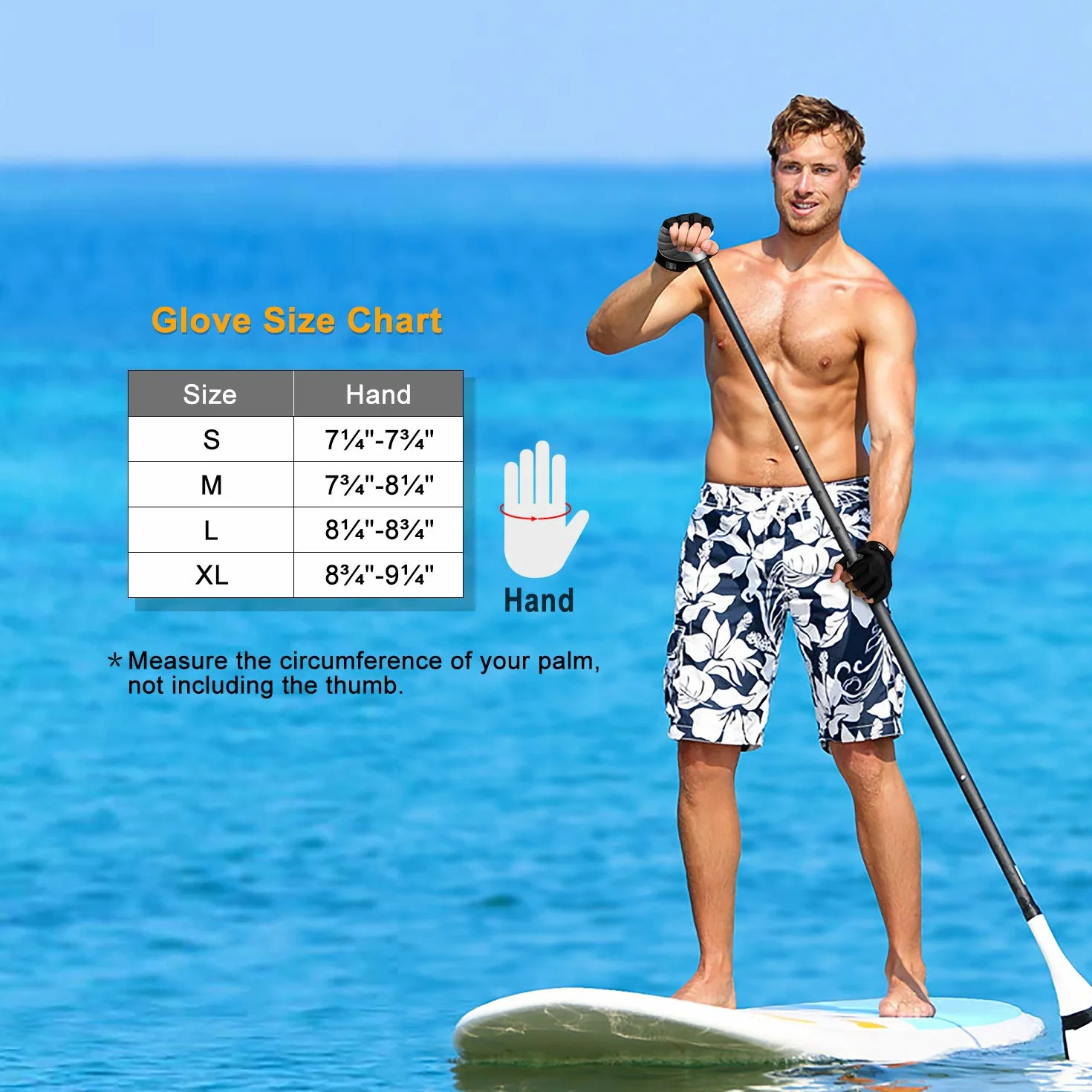 FitsT4 Sports Guantes de Surf Guantes Acolchados Antideslizantes de 3/4 Dedos para esquí acuático, piragüismo, Windsurf, Kitesurf, Vela, Kayak y Surf de Remo