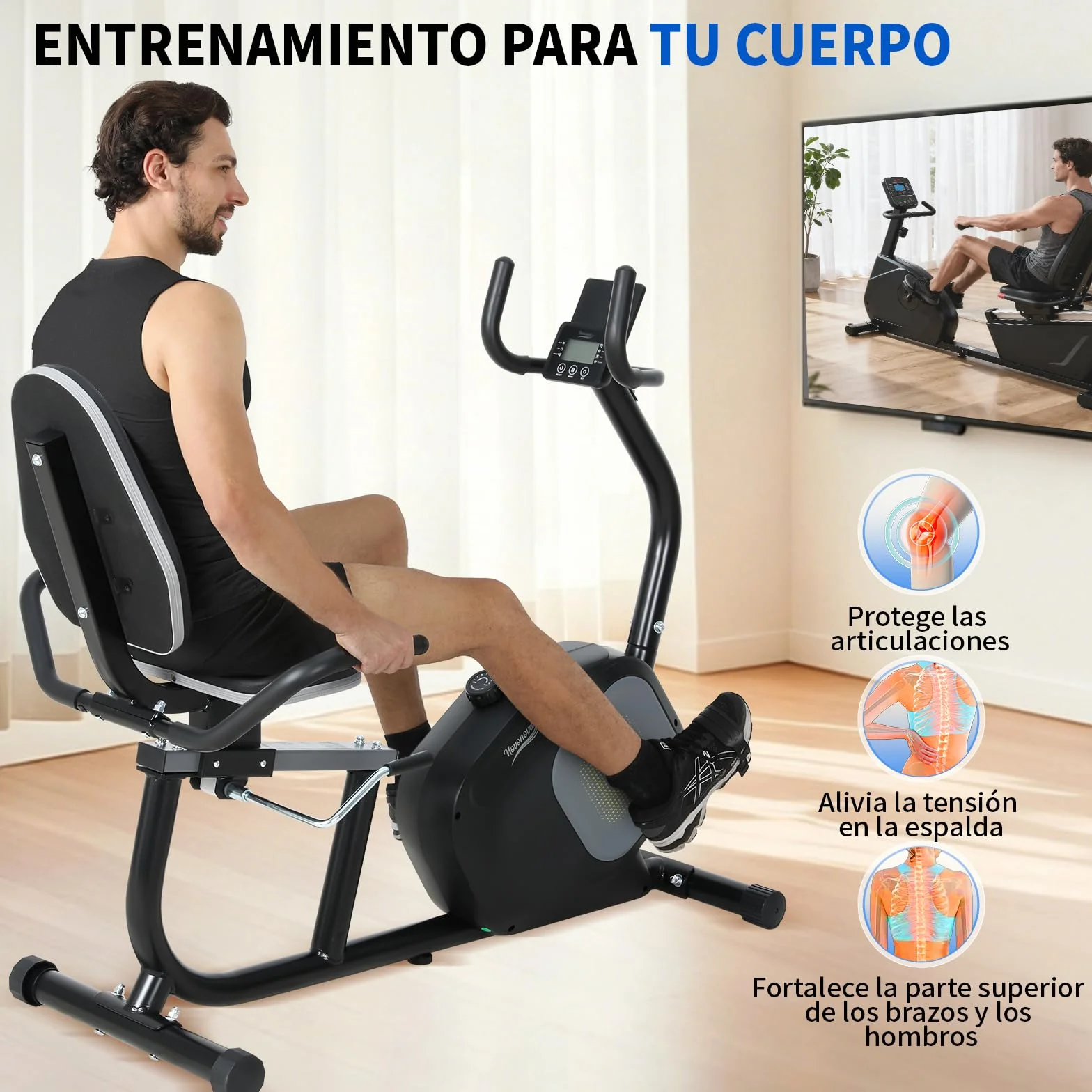 Bicicletas Estaticas Rehabilitacion, Bicicleta Estatica con Respaldo con 16 Niveles de Resistencia, Sensor de Pulso,Bici Estatica con Pedaleo silencioso,Ruedas de Transporte Exercise Bike