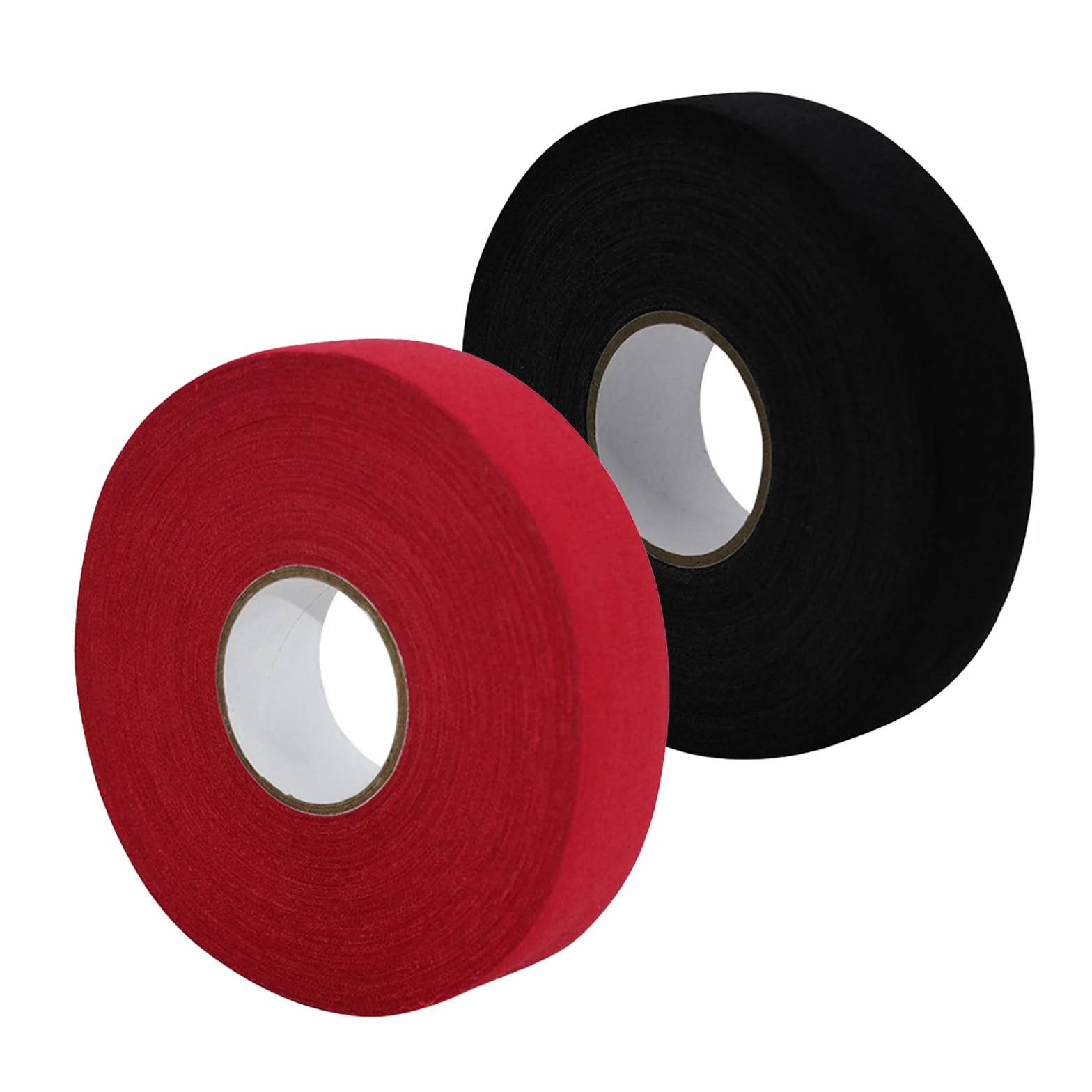 2 Rollos Cinta de Hockey Autoadhesivas Raqueta Cinta 2,5 cm x 25 m Cinta Hockey Antideslizante para Mango, Cinta de Tela para Hockey para Palo de Hockey Tenis Golf (Negro,Rojo)