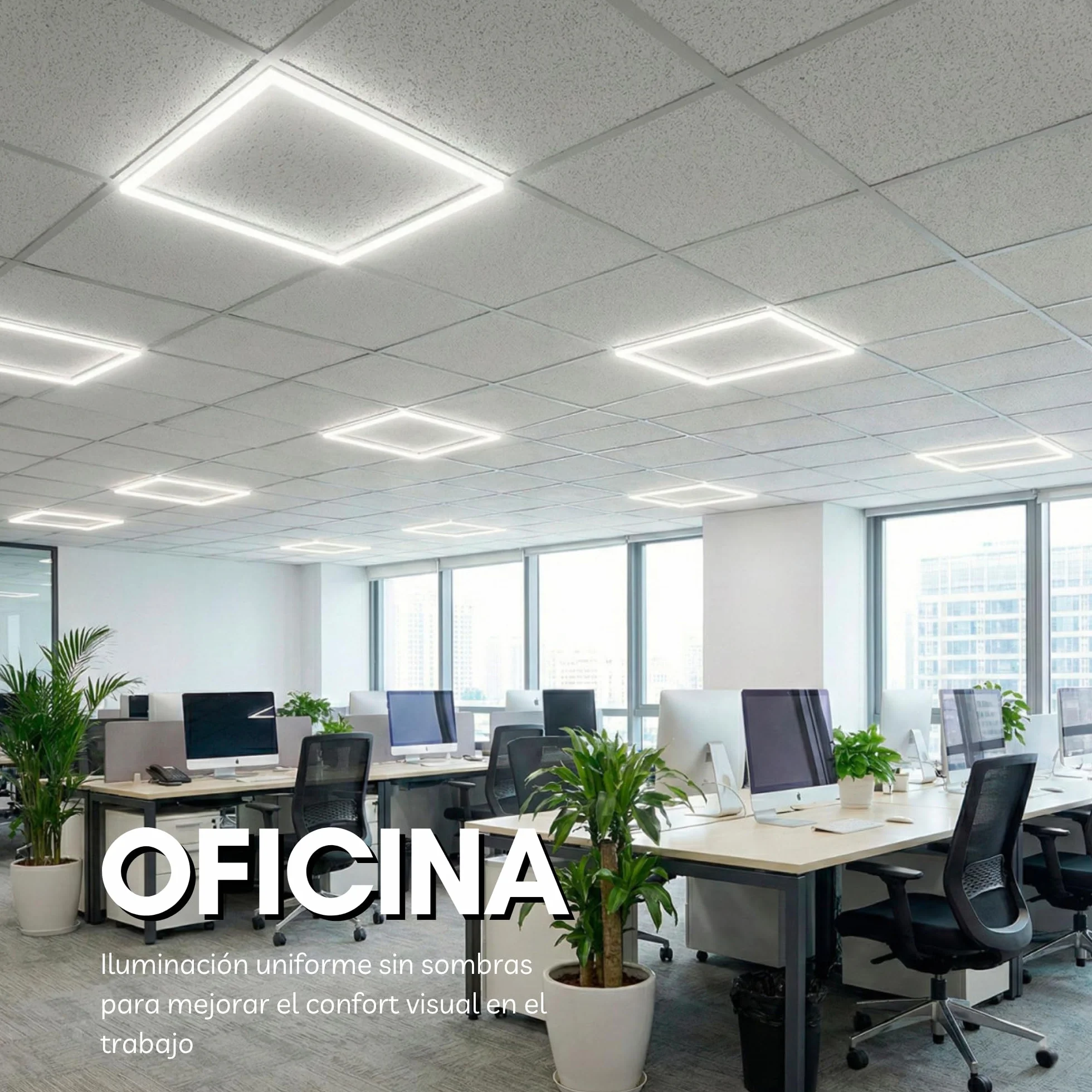 Panel Marco luminoso LED 60x60 48W Desmontable Luz Neutra 4000K para techo técnico