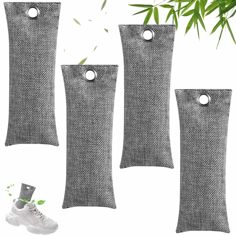 Bolsas Purificadoras de Aire de Carbón de Bambú 4 Pcs 75g Eliminador de Olores para Zapatos Armarios Automóvil