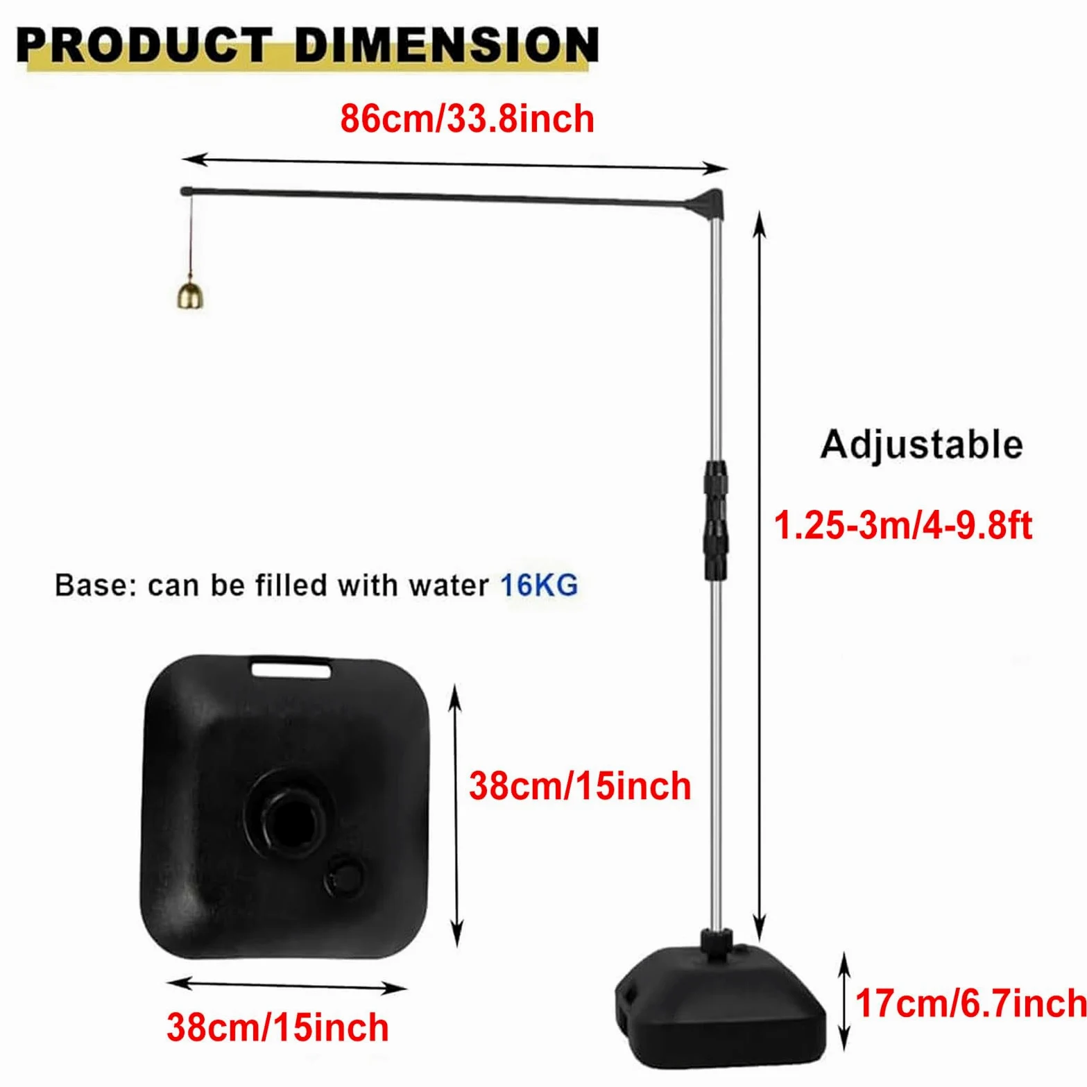 Probador de salto vertical ajustable con campana, herramienta de medición de salto de pie para entrenamiento