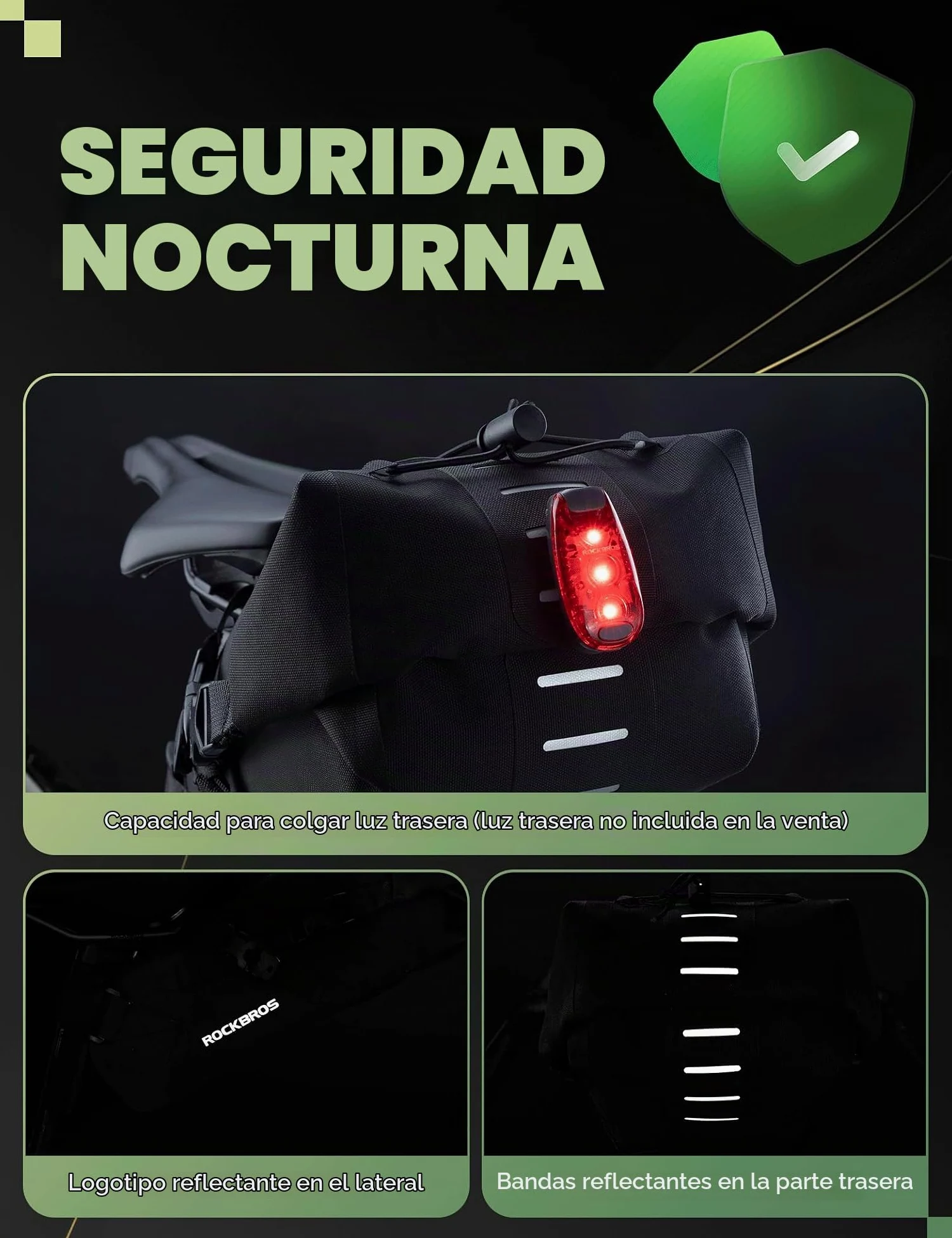 ROCKBROS Bolsa Sillín Bicicleta Impermeable 3-5L Gran Capacidad Bolsa Bicicleta Reflectante Bikepacking para Ciclismo MTB Carretera