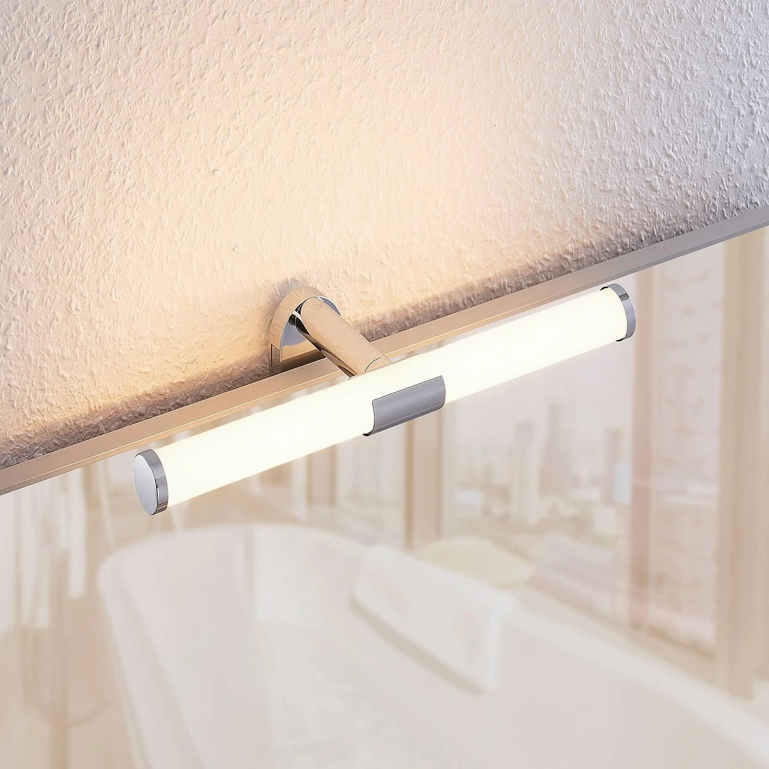 Lindby LED Lámpara de pared Naili Plateado Plástico Baño 1 llama