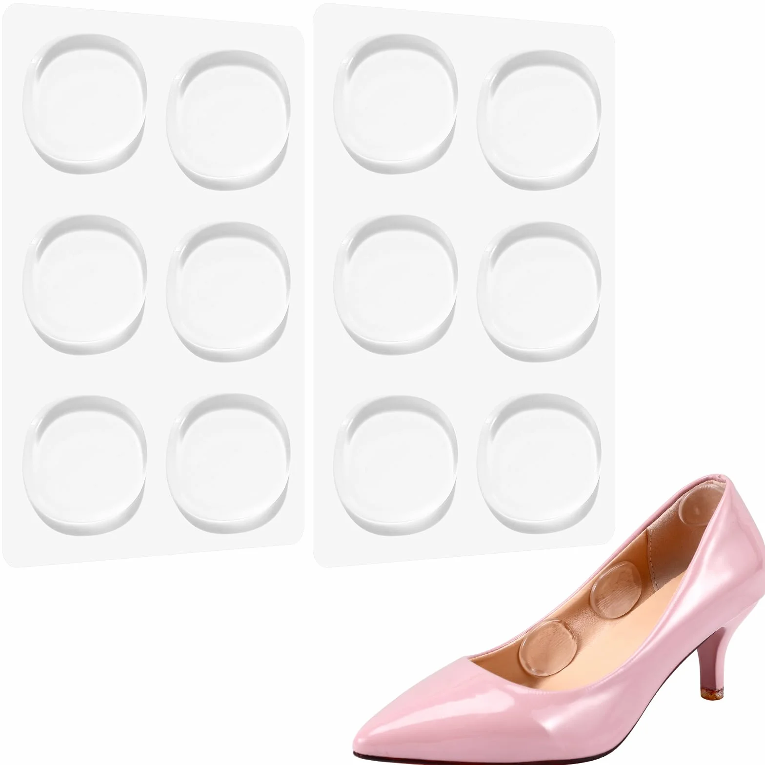 Almohadillas de gel transparente para zapatos de tacón de mujer, antidesgaste, protectores de pies, 6 pares