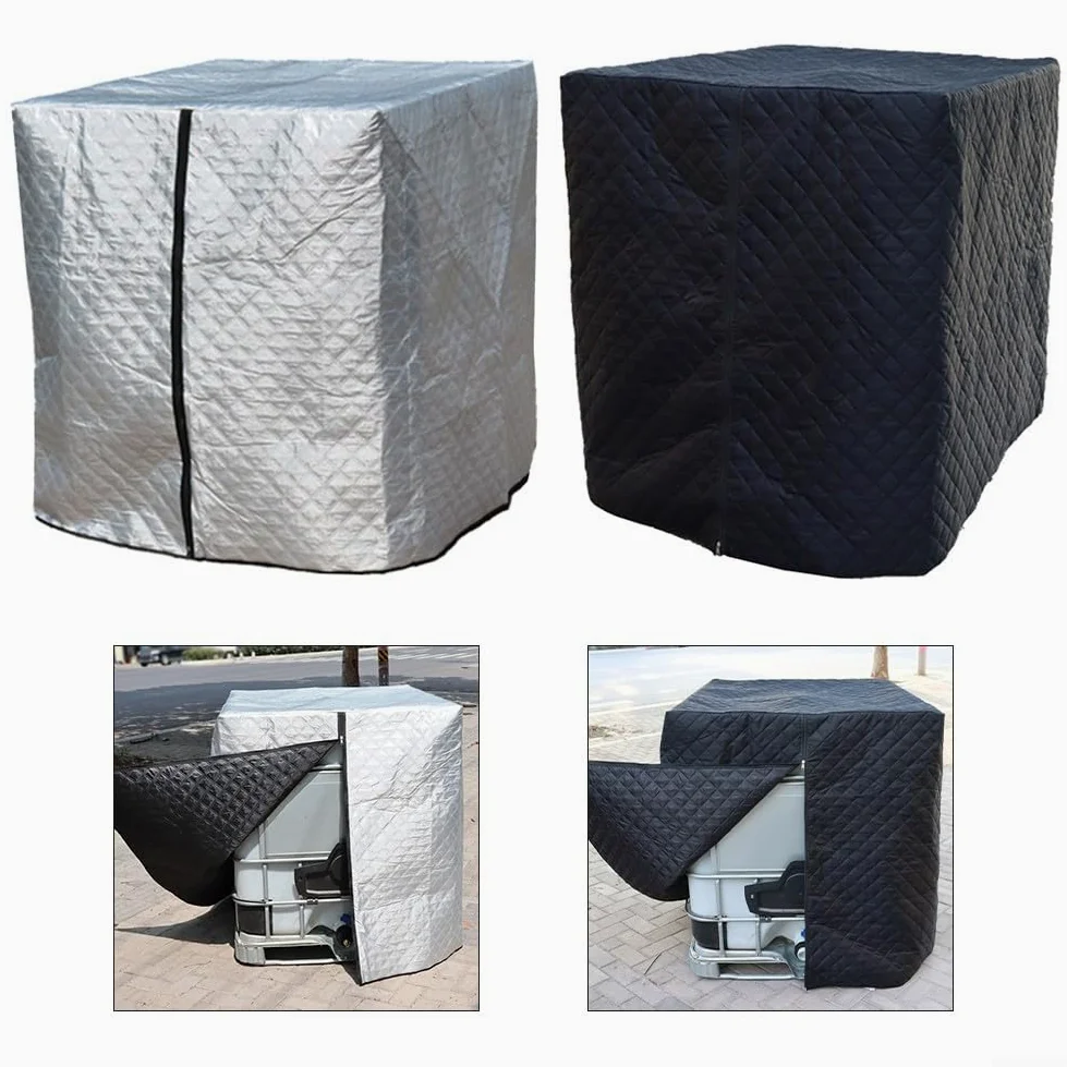 IBC Cubierta para tanque de 1000 L, chaqueta de aislamiento térmico a prueba de heladas con protección UV, envoltura de contenedor de agua Oxford 420D para protección contra el clima de invierno