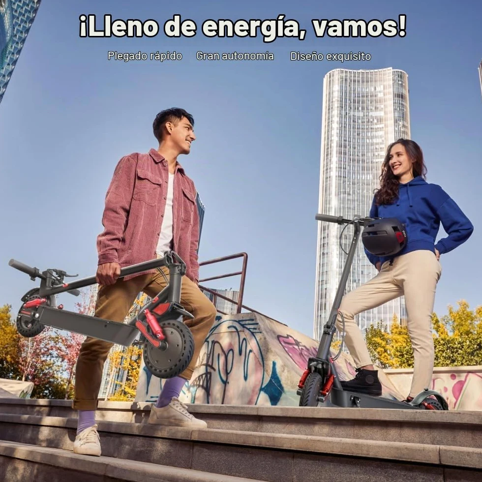 HX D06 Patinete Eléctrico Adultos, Doble Suspensión, 500W 16Ah/25Ah E Scooter para Ciudad y Off-Road Ligero, Autonomía Máxima 55-85 km, Pantalla Multifunción - Neumático Macizo 8.5"