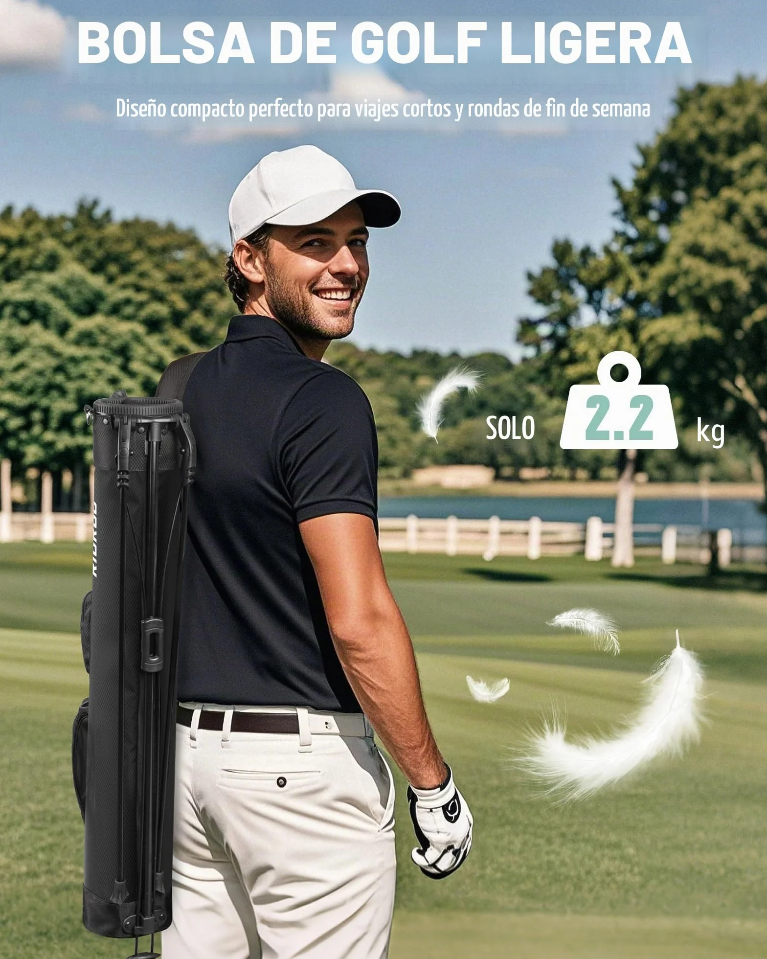 Bolsa de Golf, con Correa Divisor de 2 vías 3 Bolsillos, Bolsa Golf Ligera fácil de Llevar para el Rango de conducción, par 3 y Campos ejecutivos