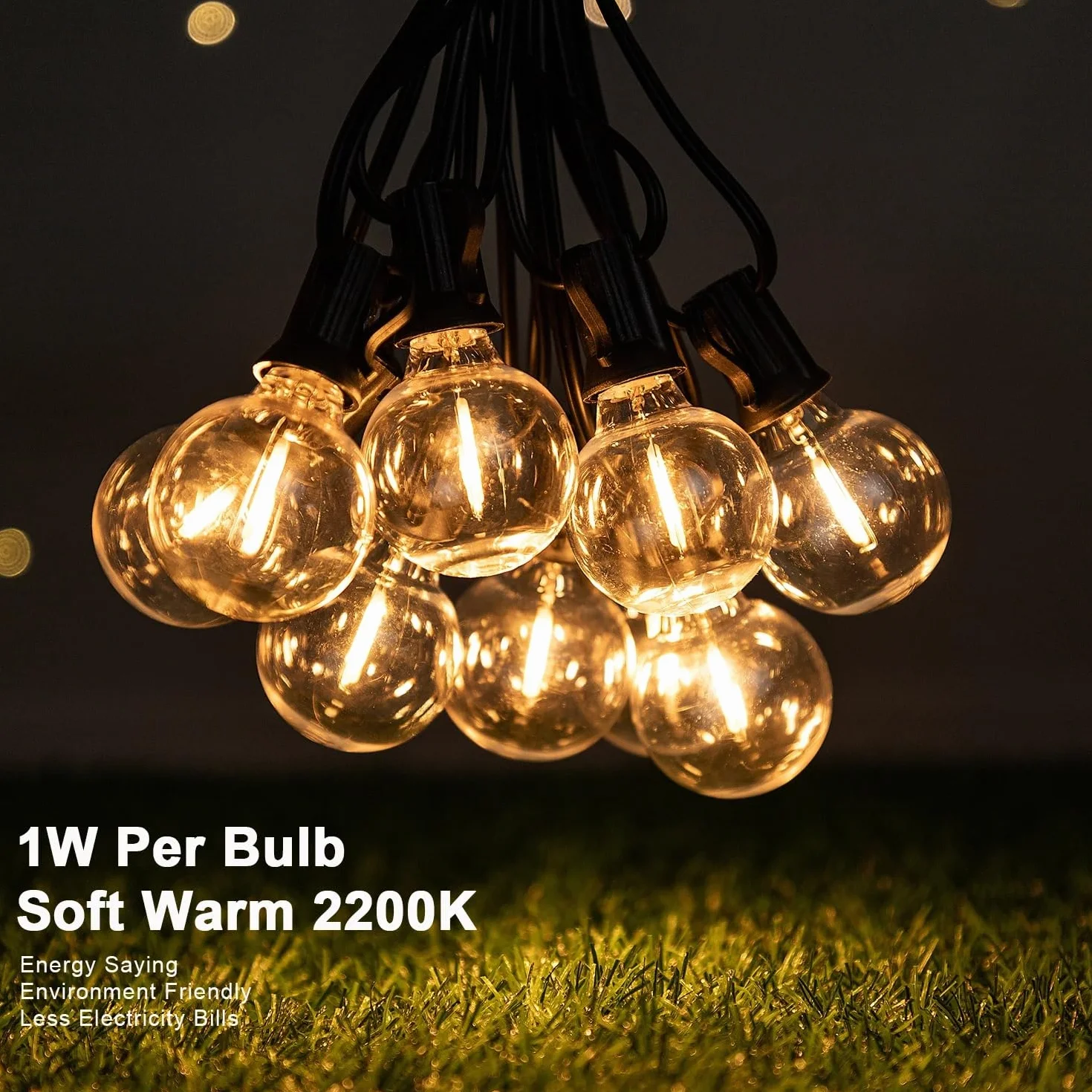 Cadena de Luces Exterior 15M IP44 Impermeable LED G40 25+1 Bombillas