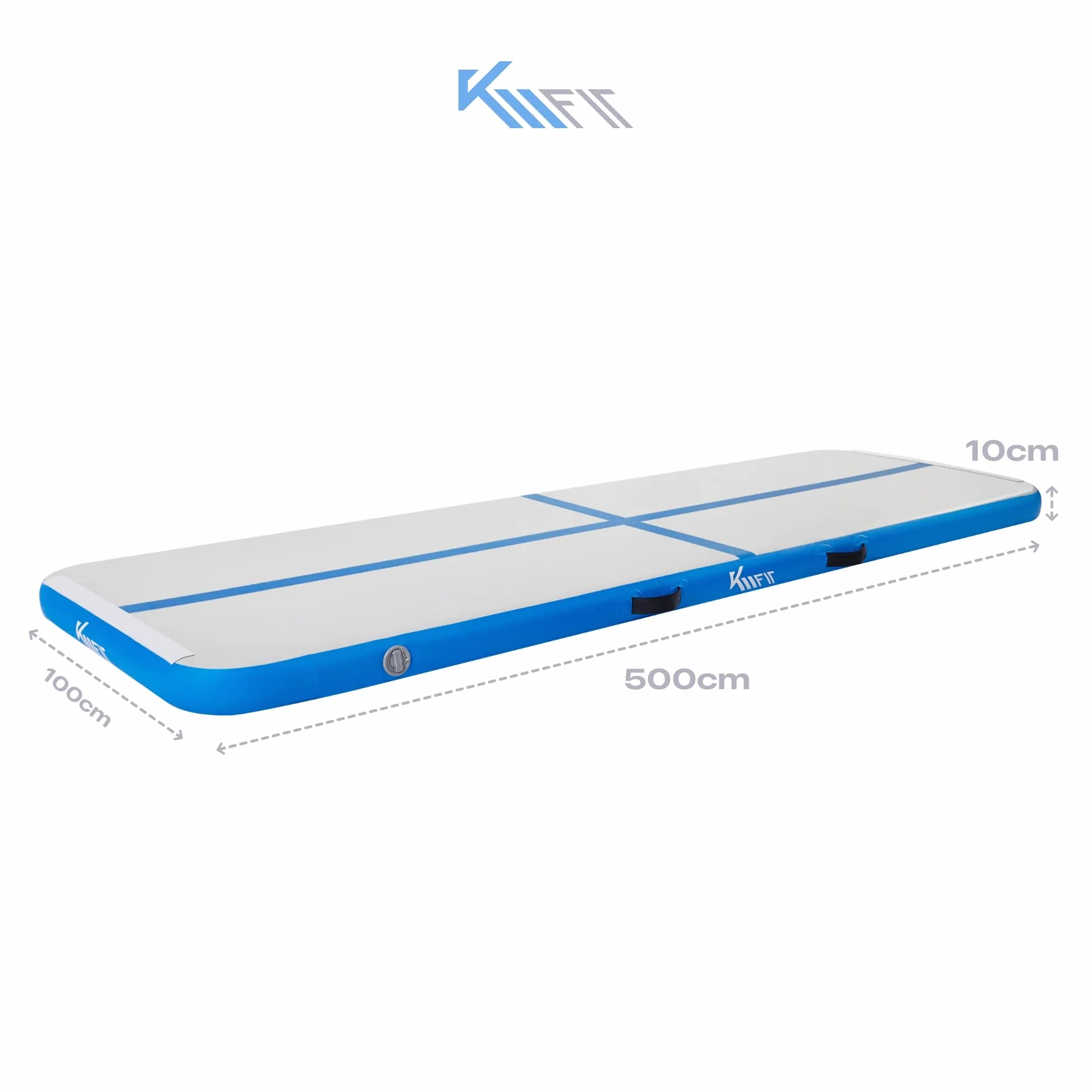 KM KM Fit Colchoneta hinchable Airtrack 5m esterilla fitness azul con bomba eléctrica y bolsa