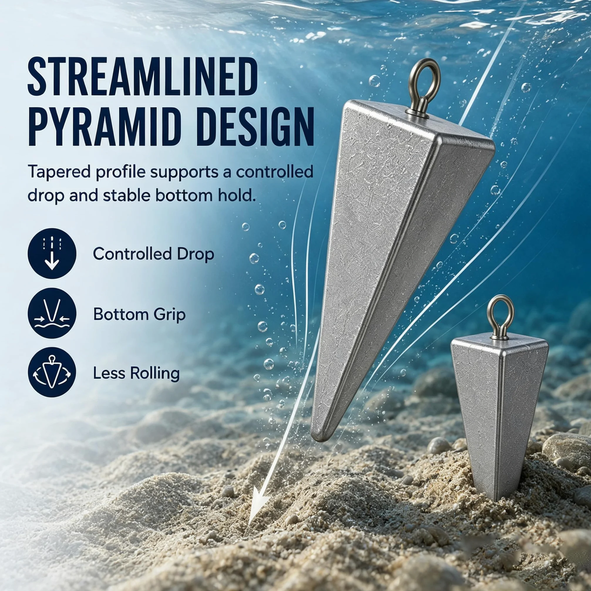 Pyramid Sinkers Pesas de pesca, plomos de pesca de agua salada, plomos para equipo de pesca de agua salada, aparejos de pesca de surf de 1 onza, 2 onzas, 3 onzas, 4 onzas