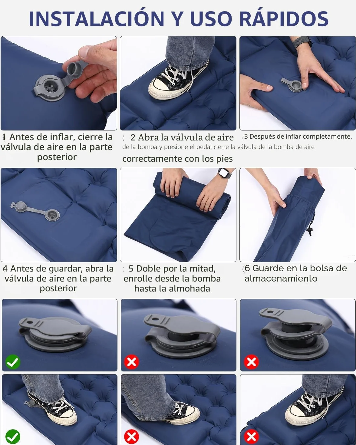 Zawaer Colchoneta De Camping Inflable Ultraligera para Dormir con Almohada, Esterilla Camping,Colchones Campings Autohinchable, Esterilla Dormir, para Exteriores, Senderismo