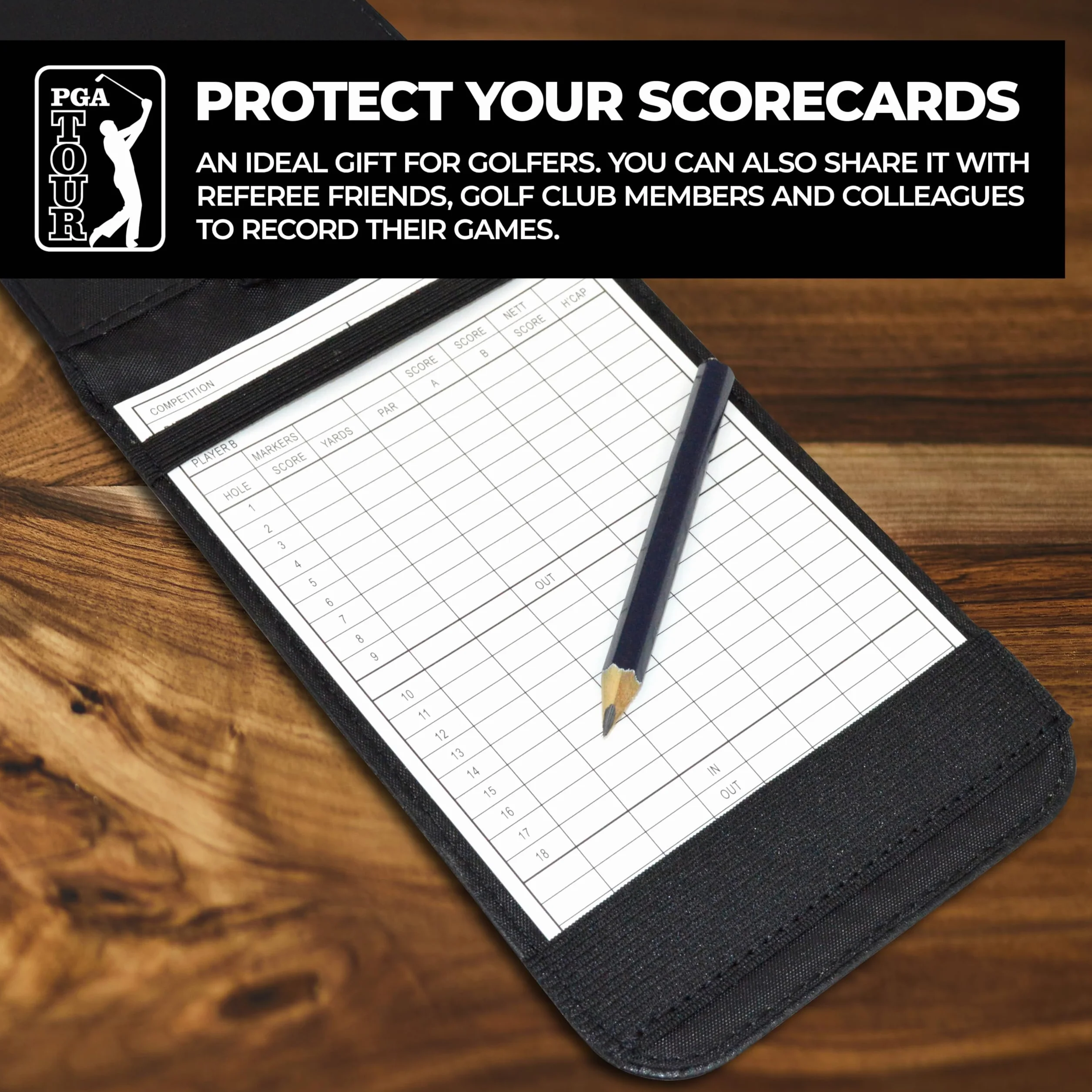 PGA TOUR - Funda para Tarjetas de puntuación, Negro