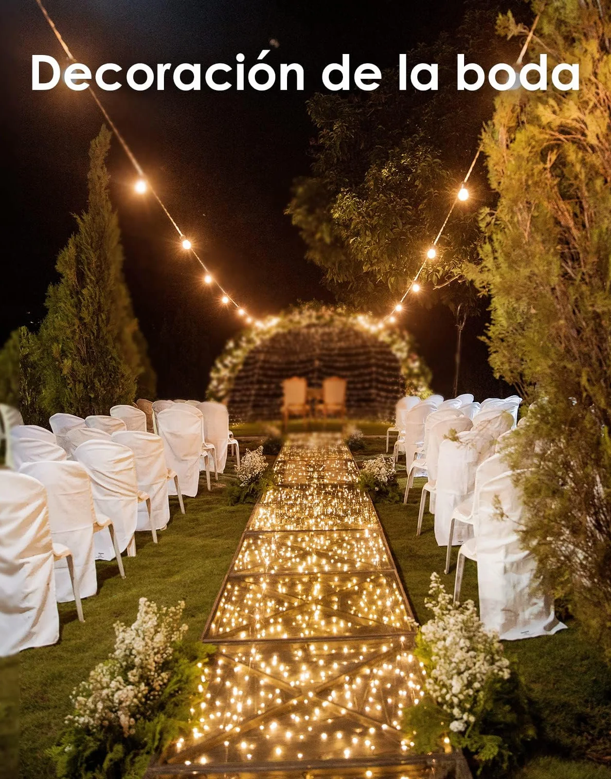Guirnaldas Luces Exterior 50M 500 LED Cadena de Luces 8 Modos Impermeables Decoración Navidad
