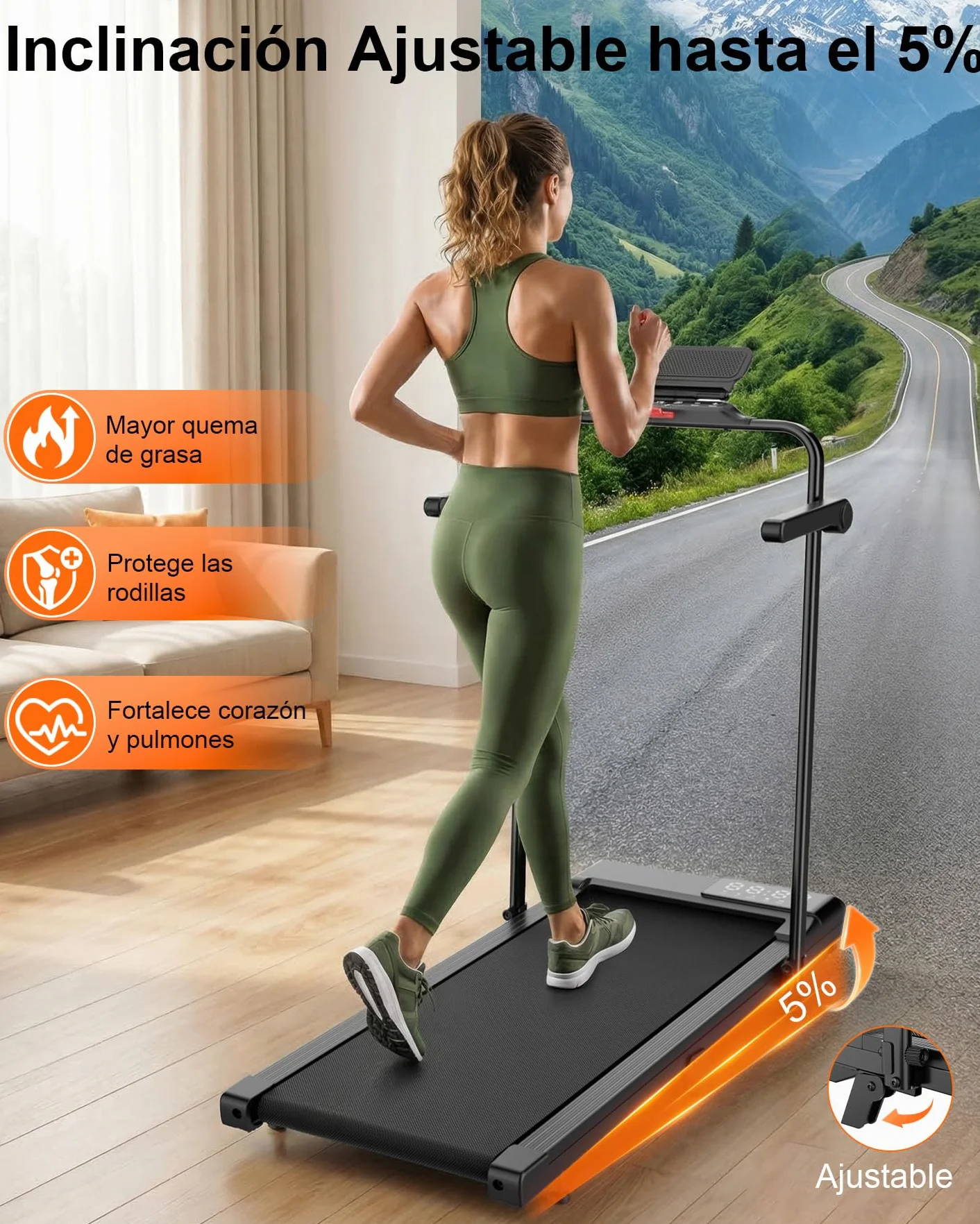 Copant Cinta de Correr, Cinta de Correr con LCD Scarn, 2.5 HP Caminador con App &Mando a Distancia，Carga MAX 159 kg, con cursos de formación y Carreras, 1-8km/h para el hogar o la Oficina