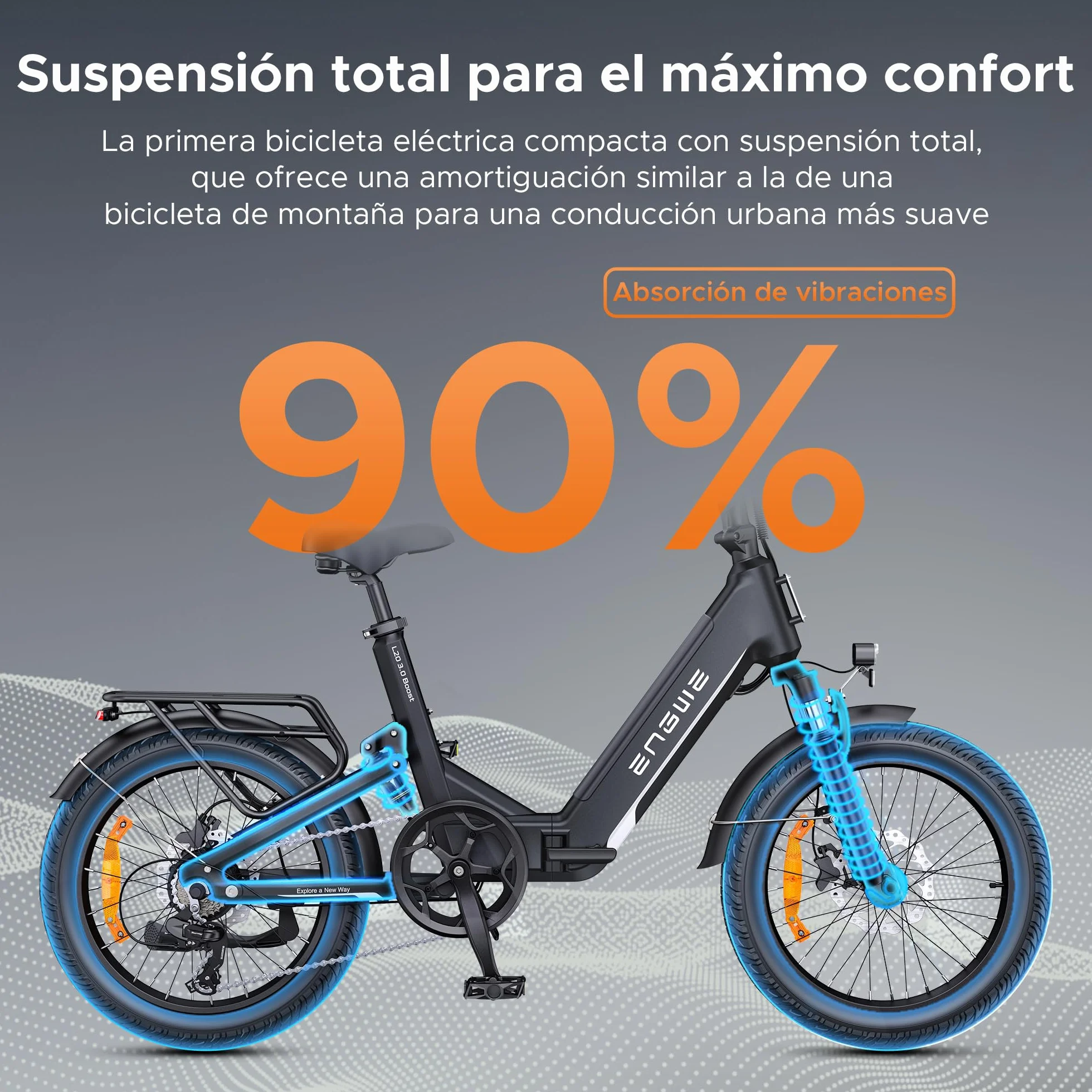 ENGWE Bicicleta Electrica con App, Batería ebike 48V 13.5Ah hasta 135km, Sensor de par y Frenos Hidráulicos, Neumáticos 20 * 3.0, 2 Horas de Carga