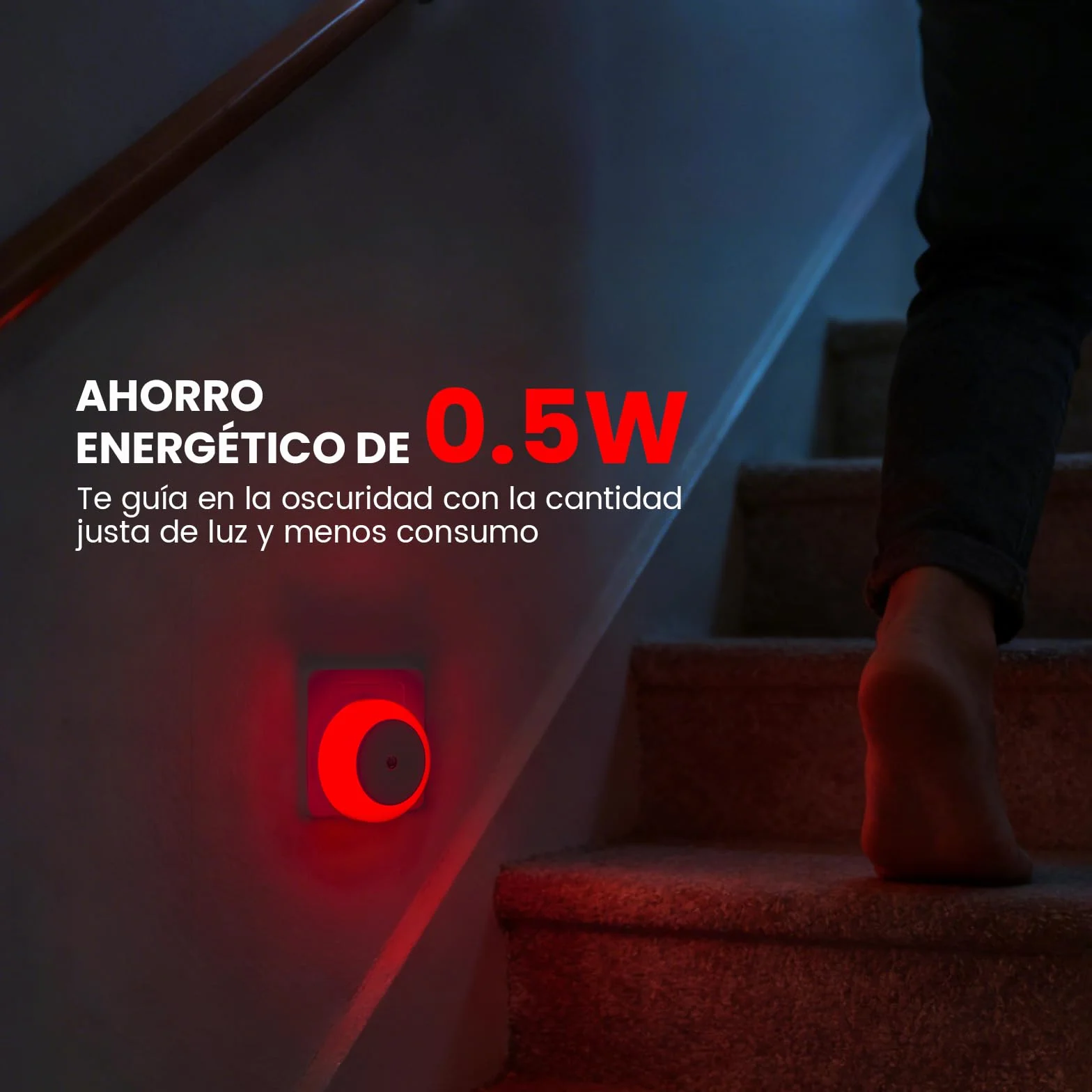 625nm Luz Roja Nocturna Enchufe Bebé con Sensor Crepúsculo Auto On/Off Pack of 2