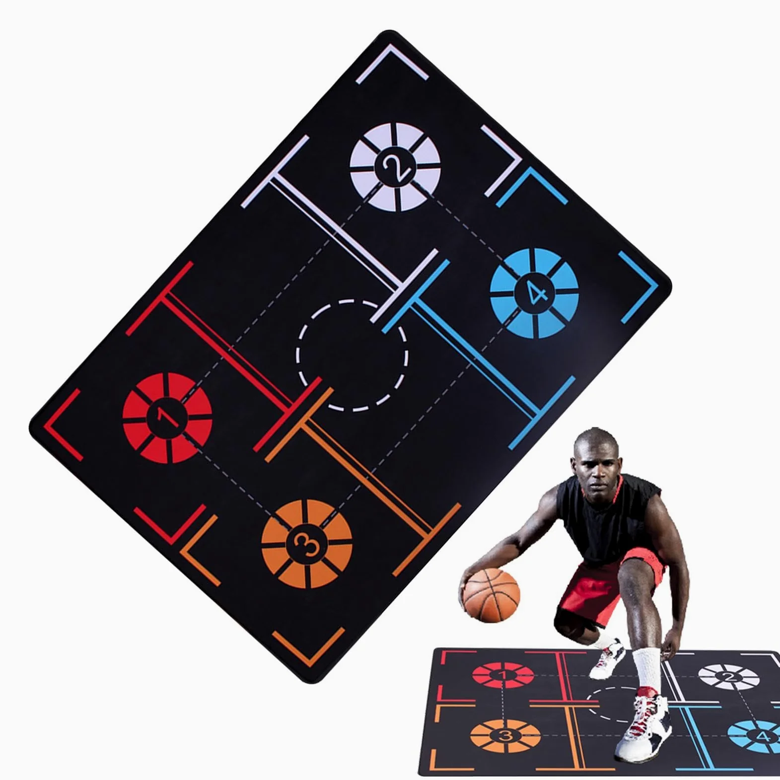 Tapete de entrenamiento para baloncesto, tapete de entrenamiento para adultos y niños, almohadilla de entrenamiento para interiores y exteriores, para mejorar las habilidades de baloncesto en parques